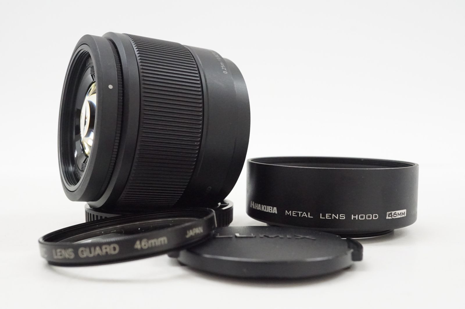 C260757 PANASONIC LUMIX G 25mm F1.7 単焦点レンズ 社外フード付き