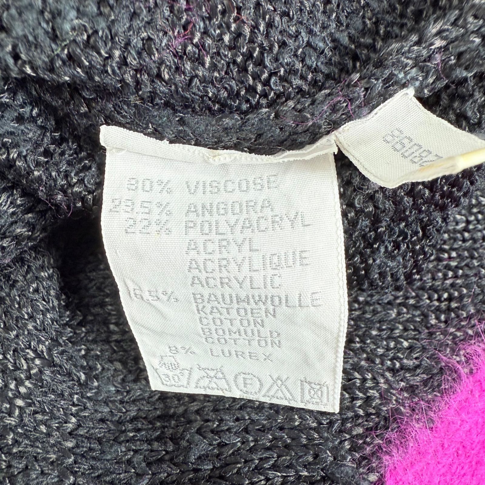  ヨーロッパ古着 80 s ヴィンテージ アンゴラ ウール ビスコース チェス柄 ニット セーター ゆったり Lサイズ ユニセックス C 014 長袖 ニット セーター