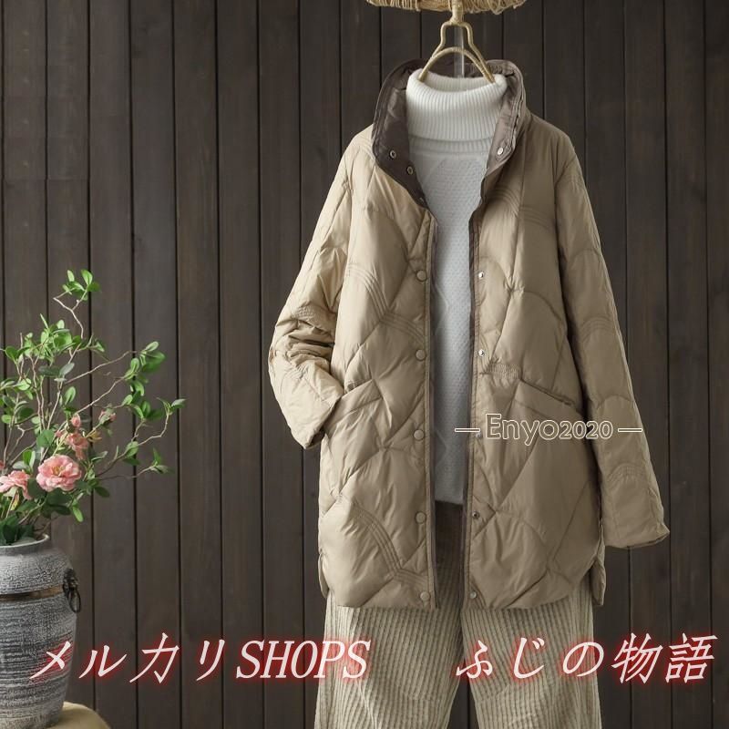 ダウンコート レディース ダウンジャケット ロング 膝丈 アウター 無地 カジュアル ゆったり 着痩せ 薄手 通勤通学 羽織り アウトドア258369
