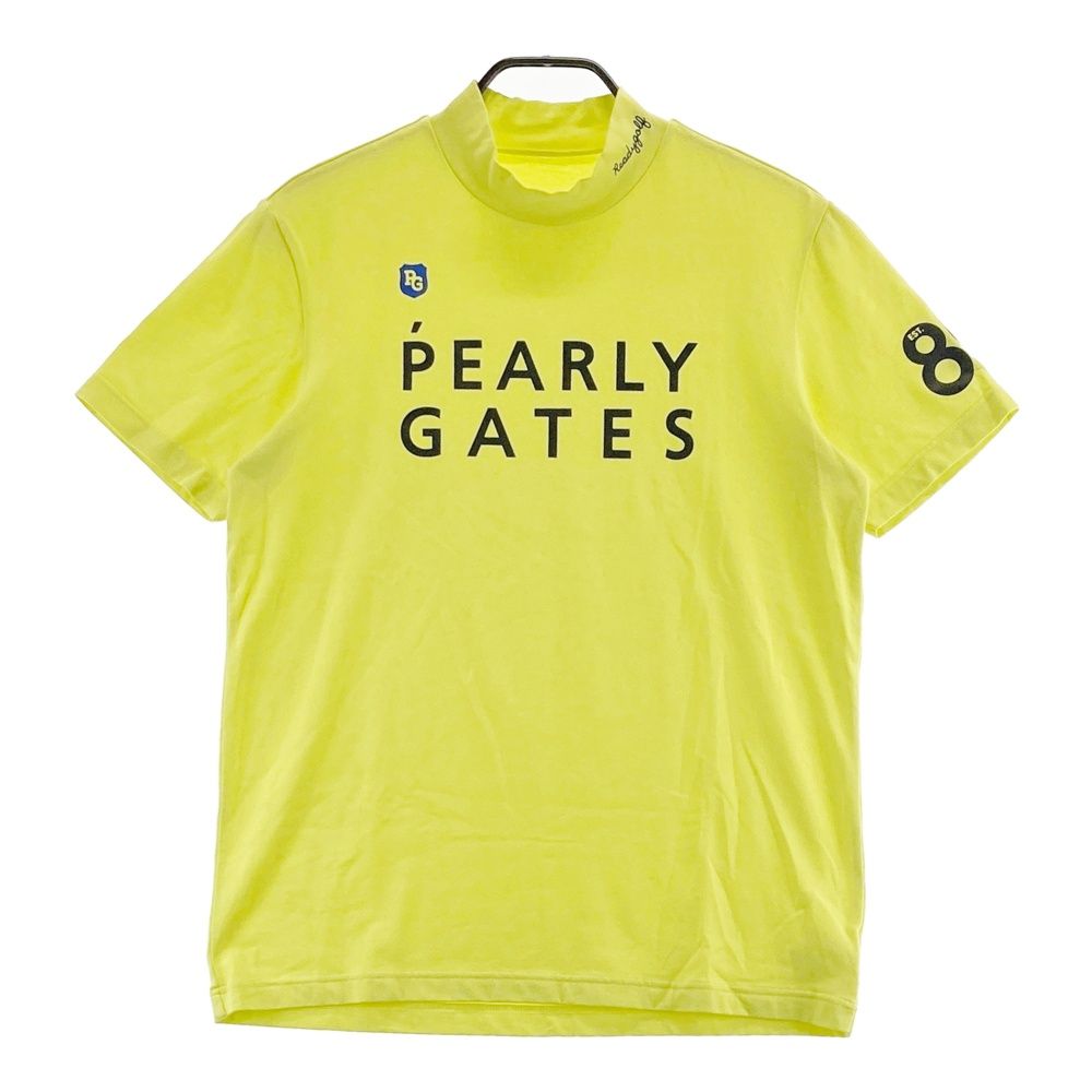 サイズ 5 PEARLY GATES パーリーゲイツ モックネック 半袖Tシャツ プリント イエロー系 240101469903 ゴルフウェア メンズ ストスト