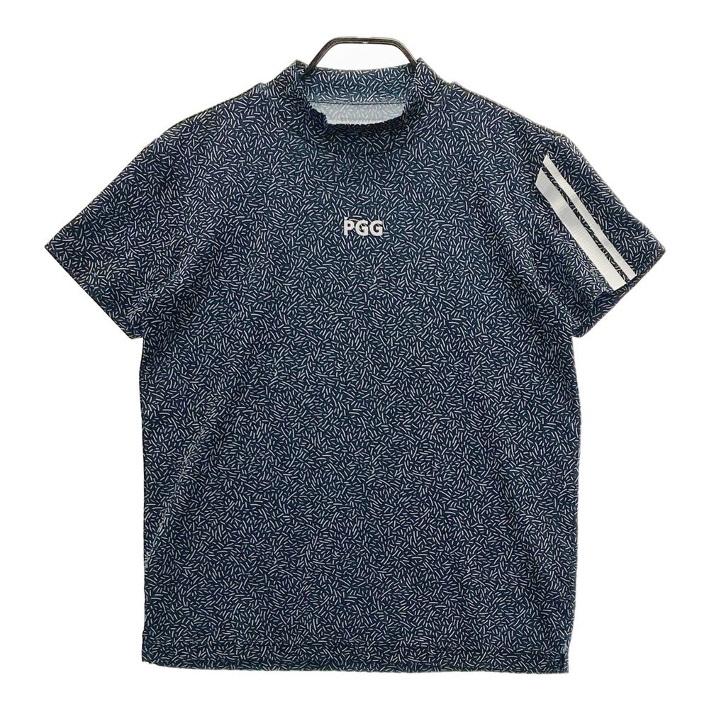 サイズ 4 PGG PEARLY GATES パーリーゲイツ ハイネック 半袖Tシャツ 総柄 ネイビー系 240101477003 ゴルフウェア メンズ ストスト