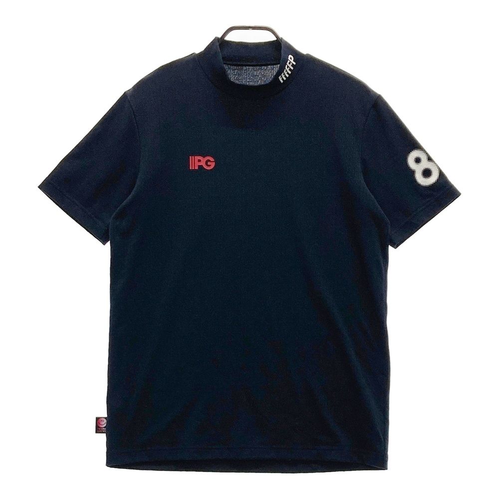 サイズ 5 PEARLY GATES パーリーゲイツ ハイネック 半袖Tシャツ ロゴ 総柄 ネイビー系 240101483741 ゴルフウェア メンズ ストスト