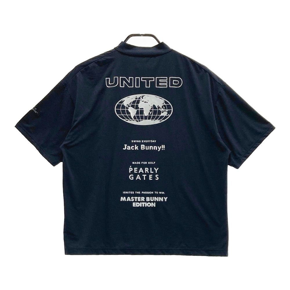 サイズ 1 PEARLY GATES パーリーゲイツ 2025年 ×MASTER BUNNY EDITION Jack Bunny UNITED EDITION モックネック半袖Tシャツ ネイビー系 240101548758 ストスト