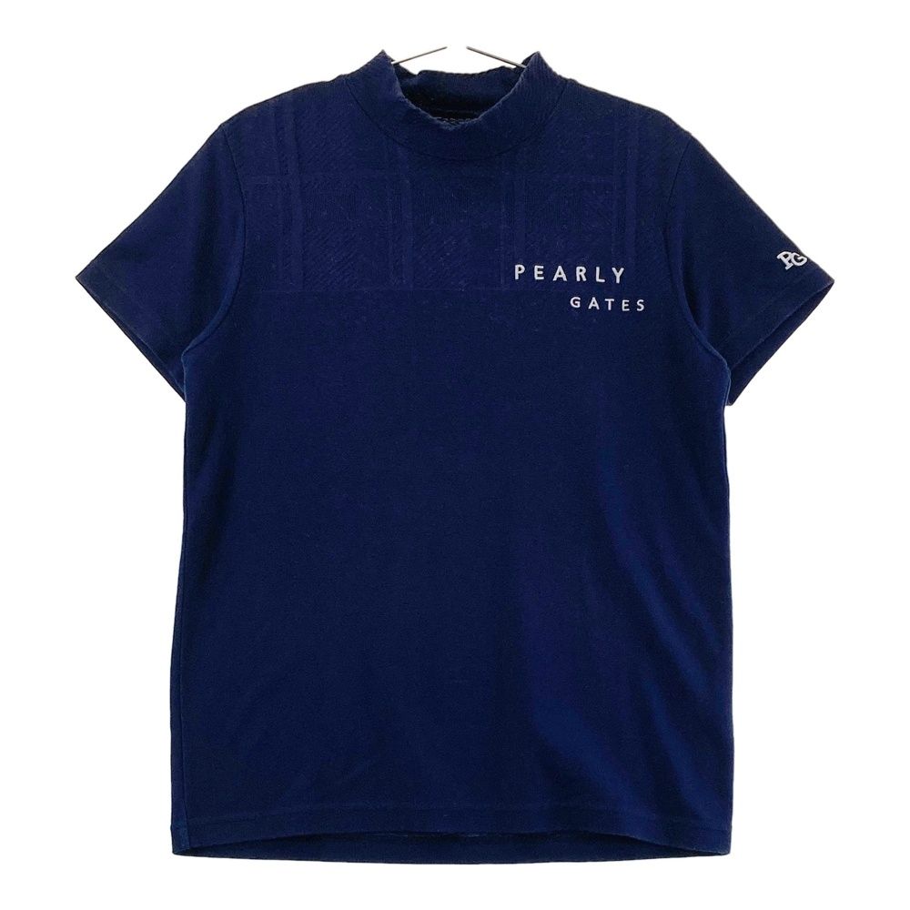 サイズ：5 PEARLY GATES パーリーゲイツ 2023年モデル ハイネック 半袖Tシャツ チェック柄 ネイビー系 [240101550189] ゴルフウェア メンズ ストスト