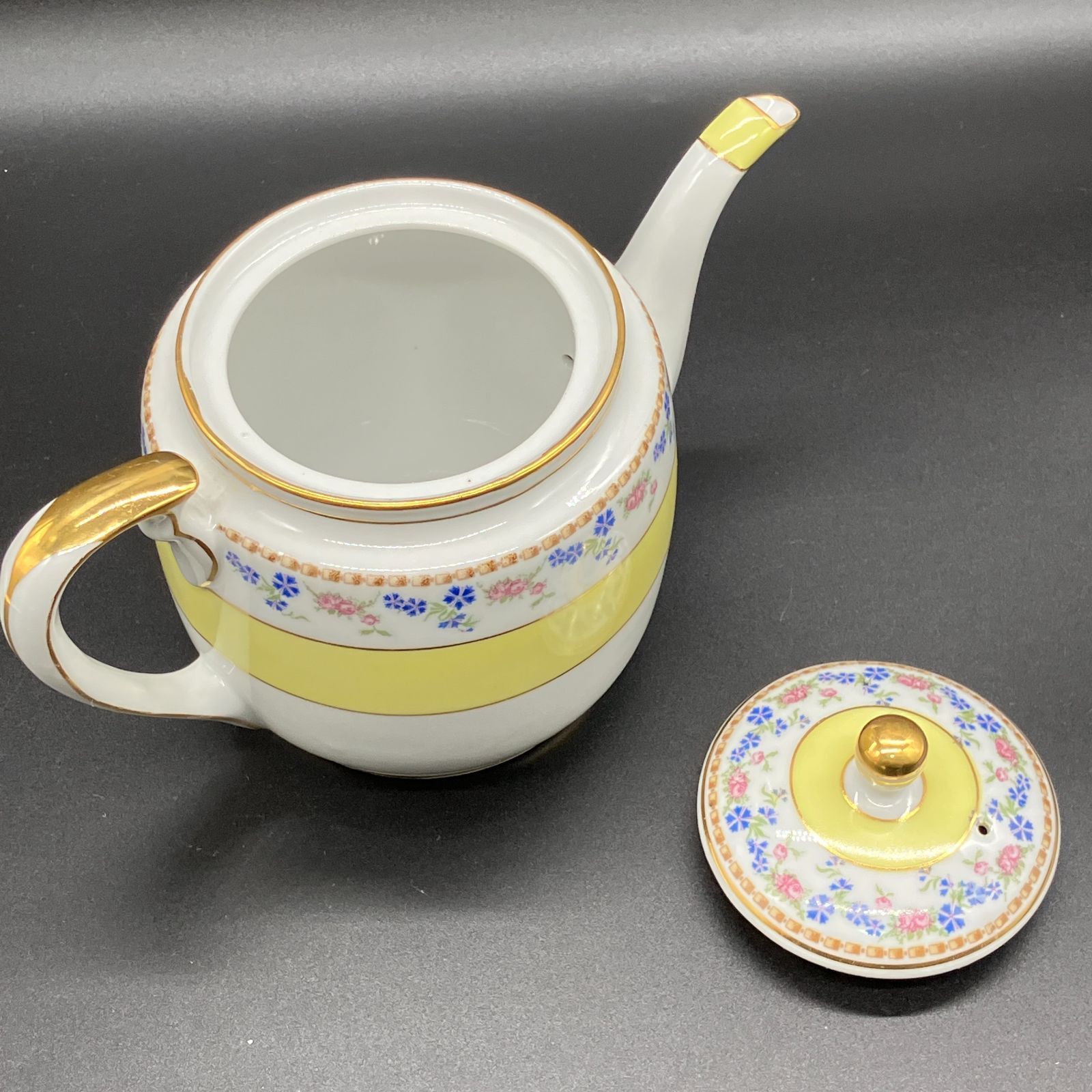 オールドノノリタケ ティーポット | ミルクポット | シュガーポット レモンイエロー 小花柄 金彩リム ビンテージ ティーセット POP_25D WWW_OPDRERGINERDOGAN_COM