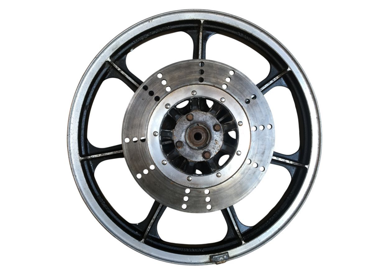 KAWASAKI Z400FX KZ400E フロントホイール F1027 19×1.85 4穴 295φ 7ｍｍ厚 ローター付 レストア ストック TOS-Z4418