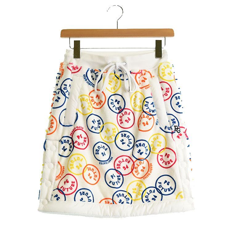 新古品 パーリーゲイツ|レディース|1 M相当 |起毛スカート| ホワイト系|秋冬|古着ゴルフウェア