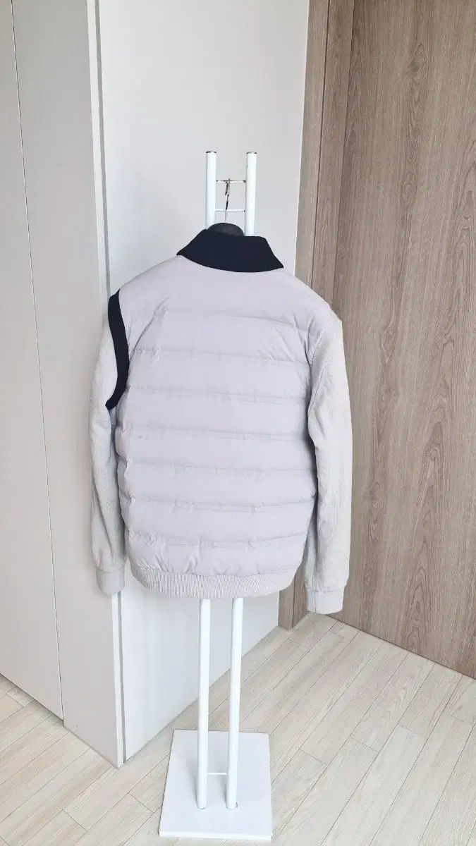 フットジョイ メンズ ニットバイカラーグースダウンジャケット ベージュ|105