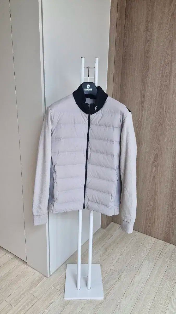 フットジョイ メンズ ニットバイカラーグースダウンジャケット ベージュ|105