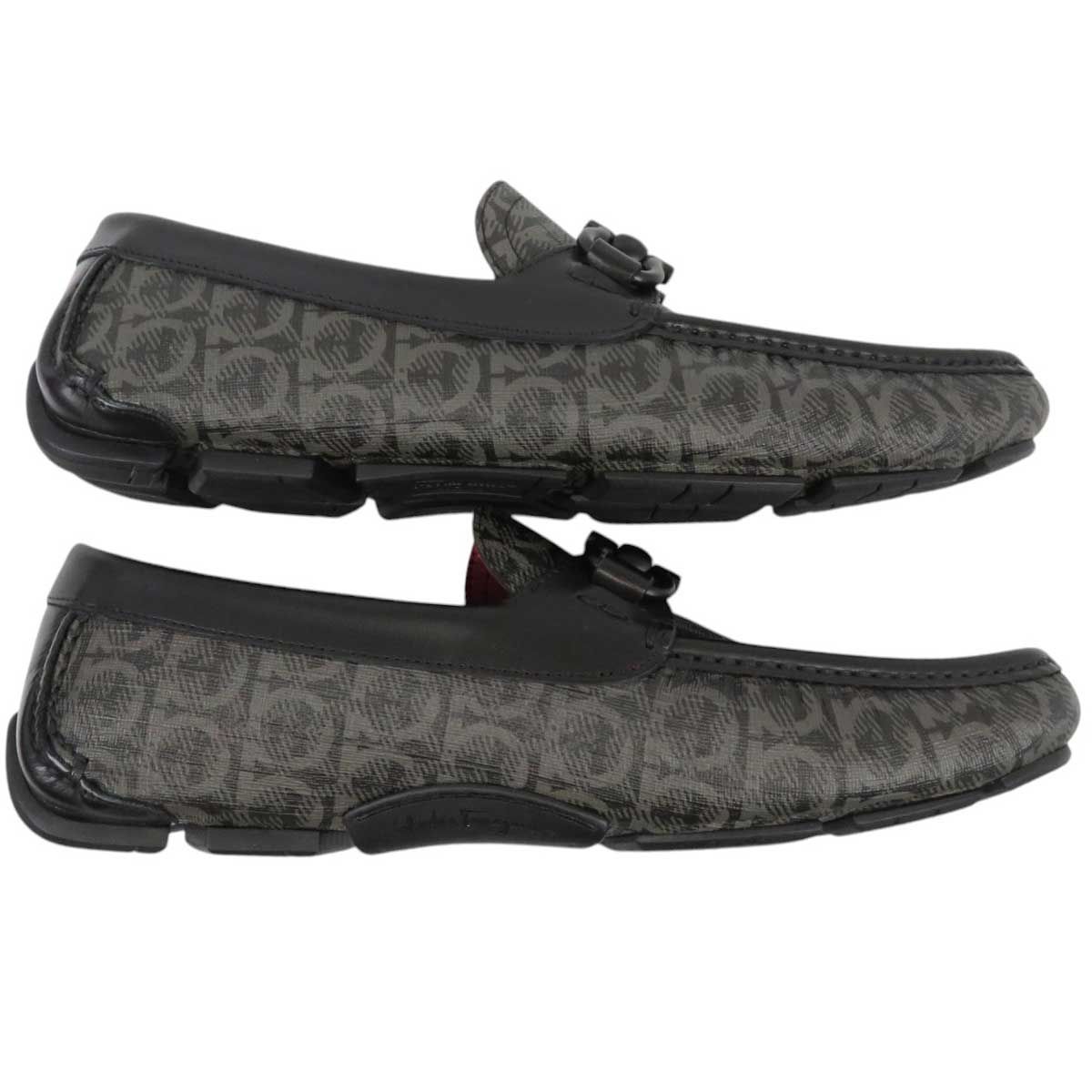 フェラガモ ガンチーニ ドライビングシューズ メンズ グレー ブラック Salvatore Ferragamo【中古】 【アパレル・小物】