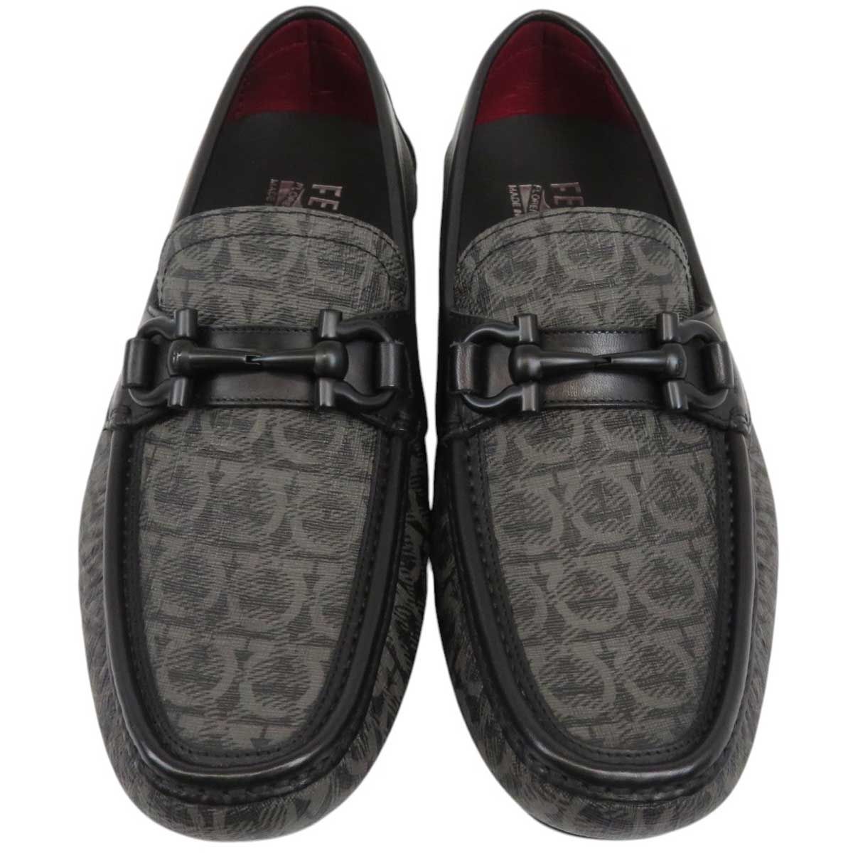 フェラガモ ガンチーニ ドライビングシューズ メンズ グレー ブラック Salvatore Ferragamo【中古】 【アパレル・小物】