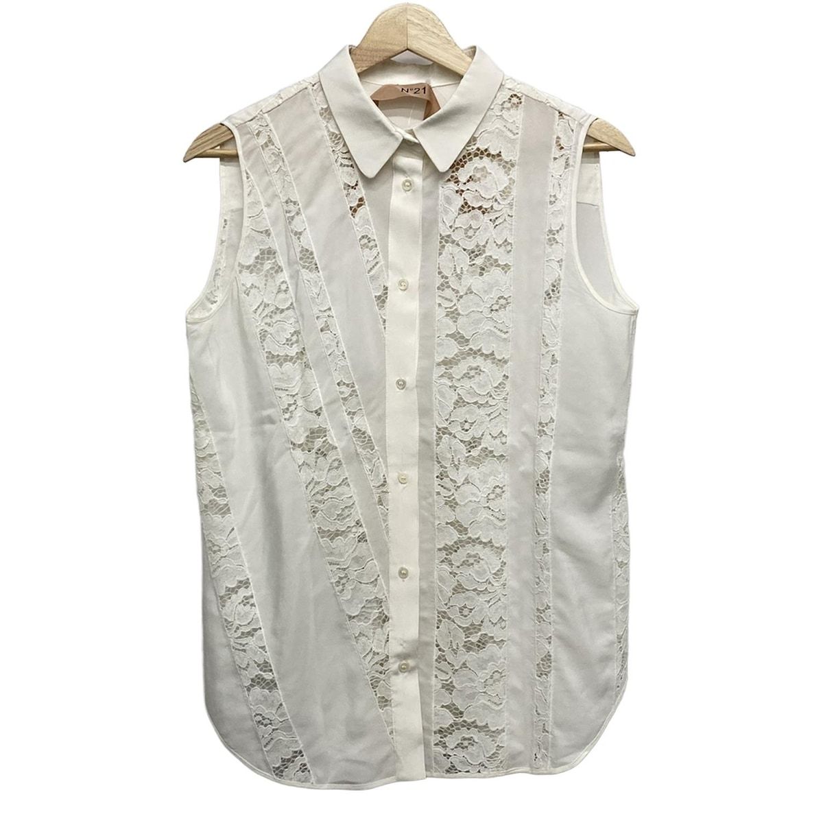 N゜21 ヌメロ ヴェントゥーノ ノースリーブシャツブラウス サイズ40 M レディース - 白 レース