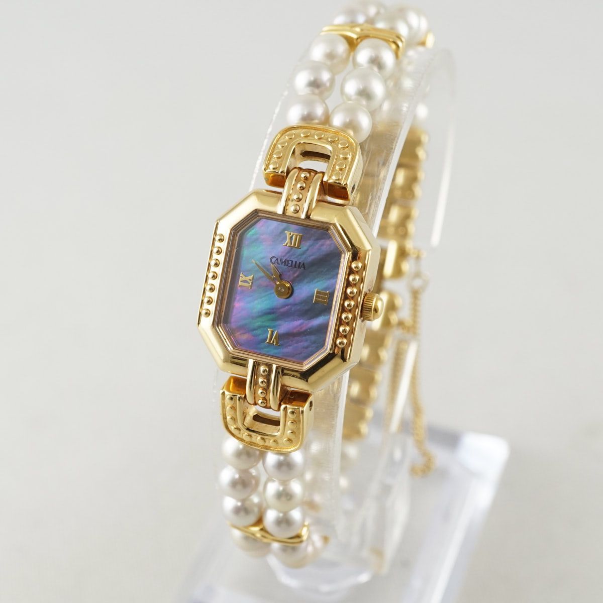 ミキ コーポレーション 腕時計 CAMELLIA シェル文字盤 クォーツ MIKI CORPORATION 完動品 X7928