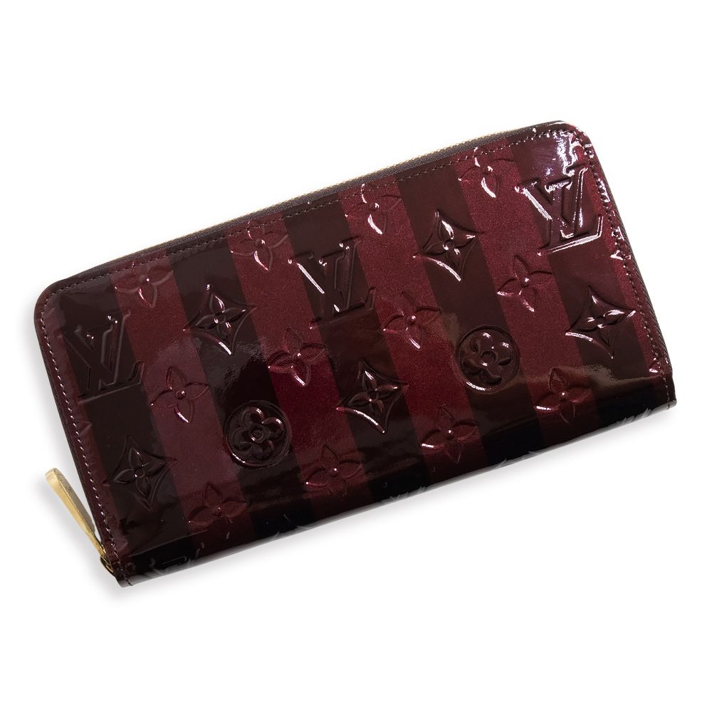 美品】ルイヴィトン 長財布 ヴェルニ アマラントレイユール ストライプ