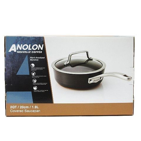 Anolon Nouvelle Copper 20cm 片手鍋 ガラス蓋付き 未使用品 マイヤー ANOLON アナロン Nouvelle Copper ヌーベルカッパー