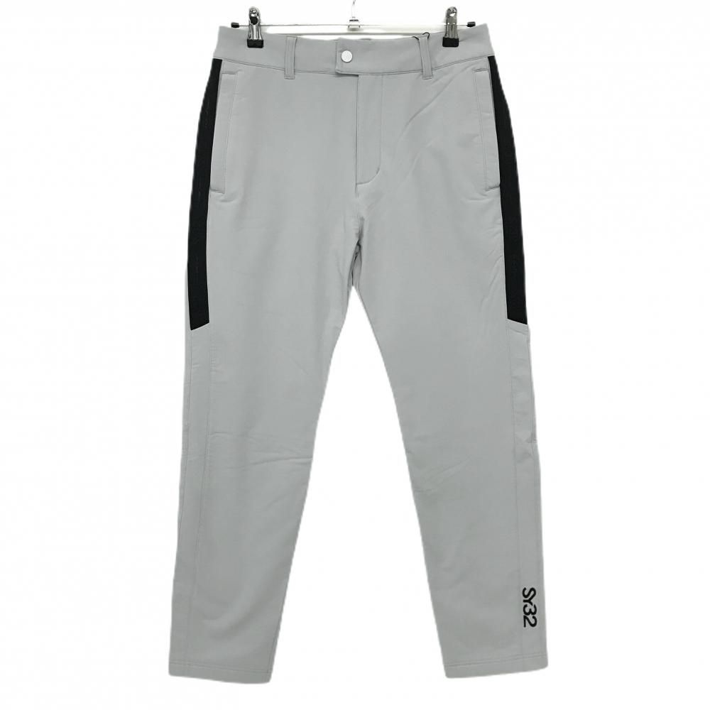 新品】SY32 パンツ グレー×黒 サイドロゴライン 裏起毛 ストーム
