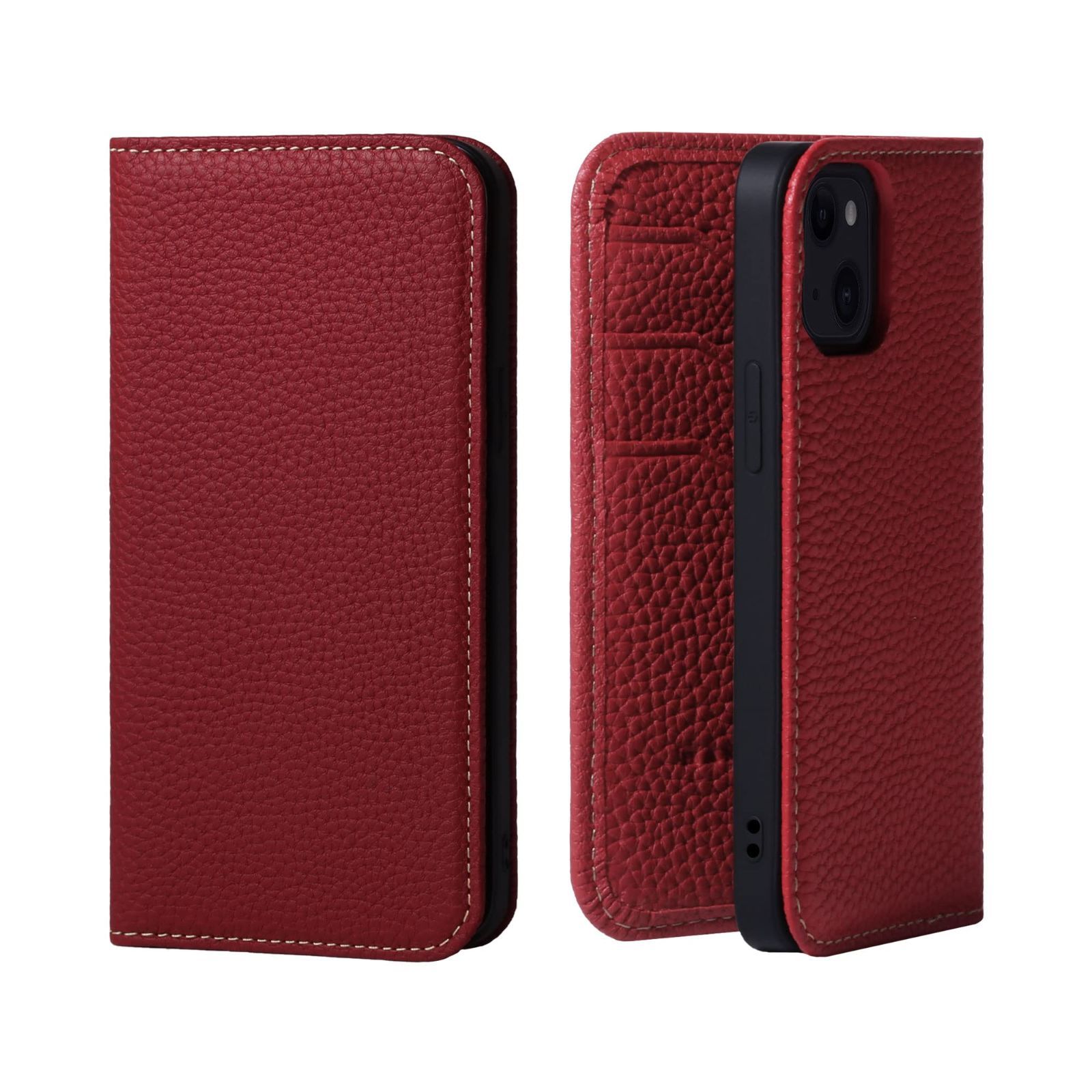 在庫 50代 40代 30代 お父さん お母さん 彼女 女性 誕生日ギフト 60代 ギフト ギフト PH-13Mini-Red レッド マグネットなし シュリンクカーフレザー 付き コードホルダー 70代 スタンド スマホ スマホケース 本革