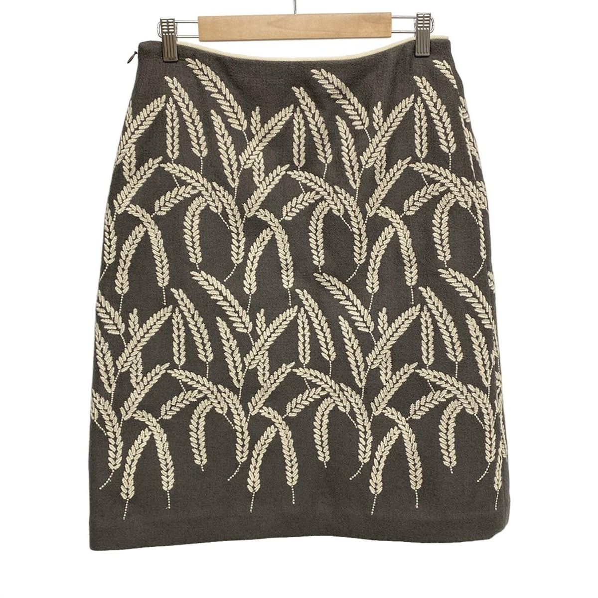 mina perhonen mina ミナペルホネン スカート サイズ36 S レディース - グレー×白 刺繍|ウール|spica