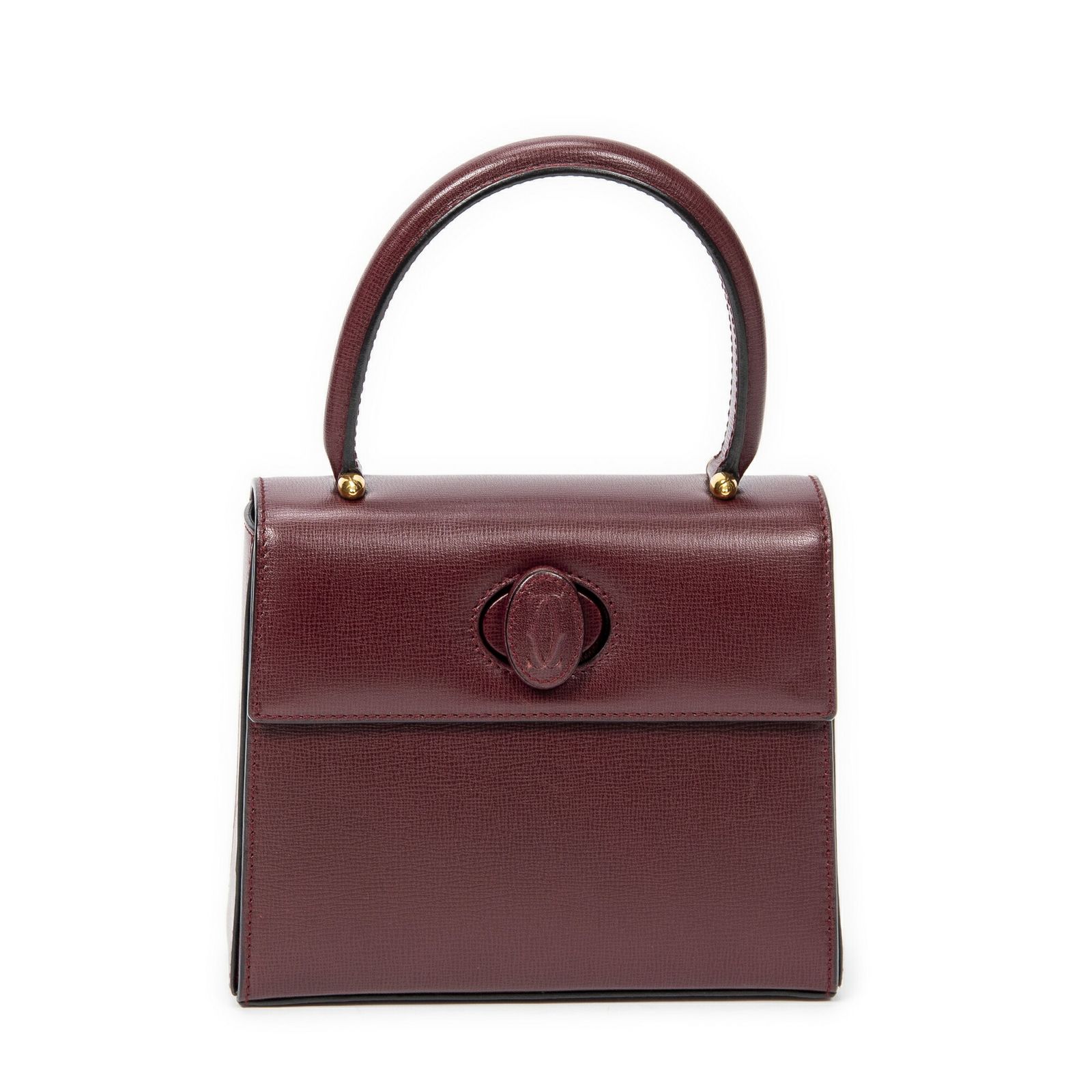 Cartierミニ マスト ドゥ カルティエ トップハンドルバーガンディカーフスキンレザーA