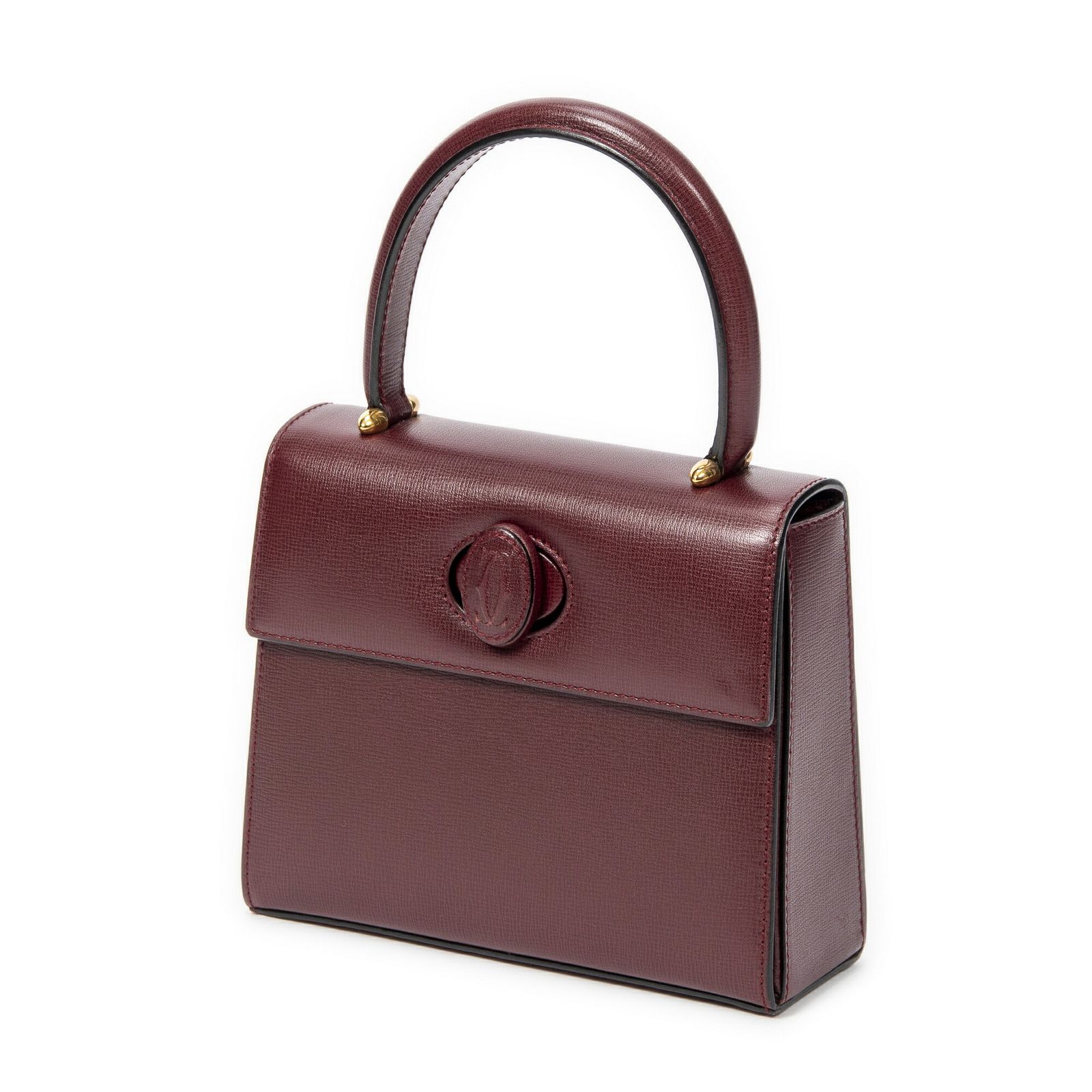 Cartierミニ マスト ドゥ カルティエ トップハンドルバーガンディカーフスキンレザーA