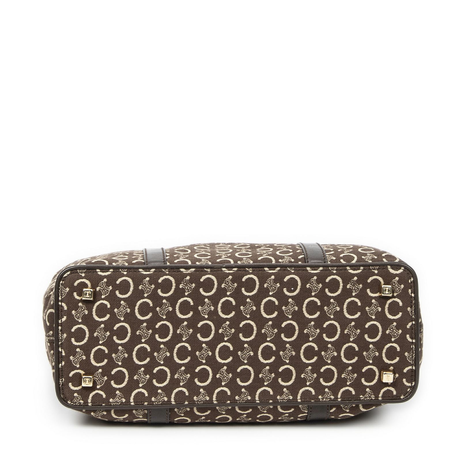 セリーヌスモールポップトート茶色C マカダムキャンバスA