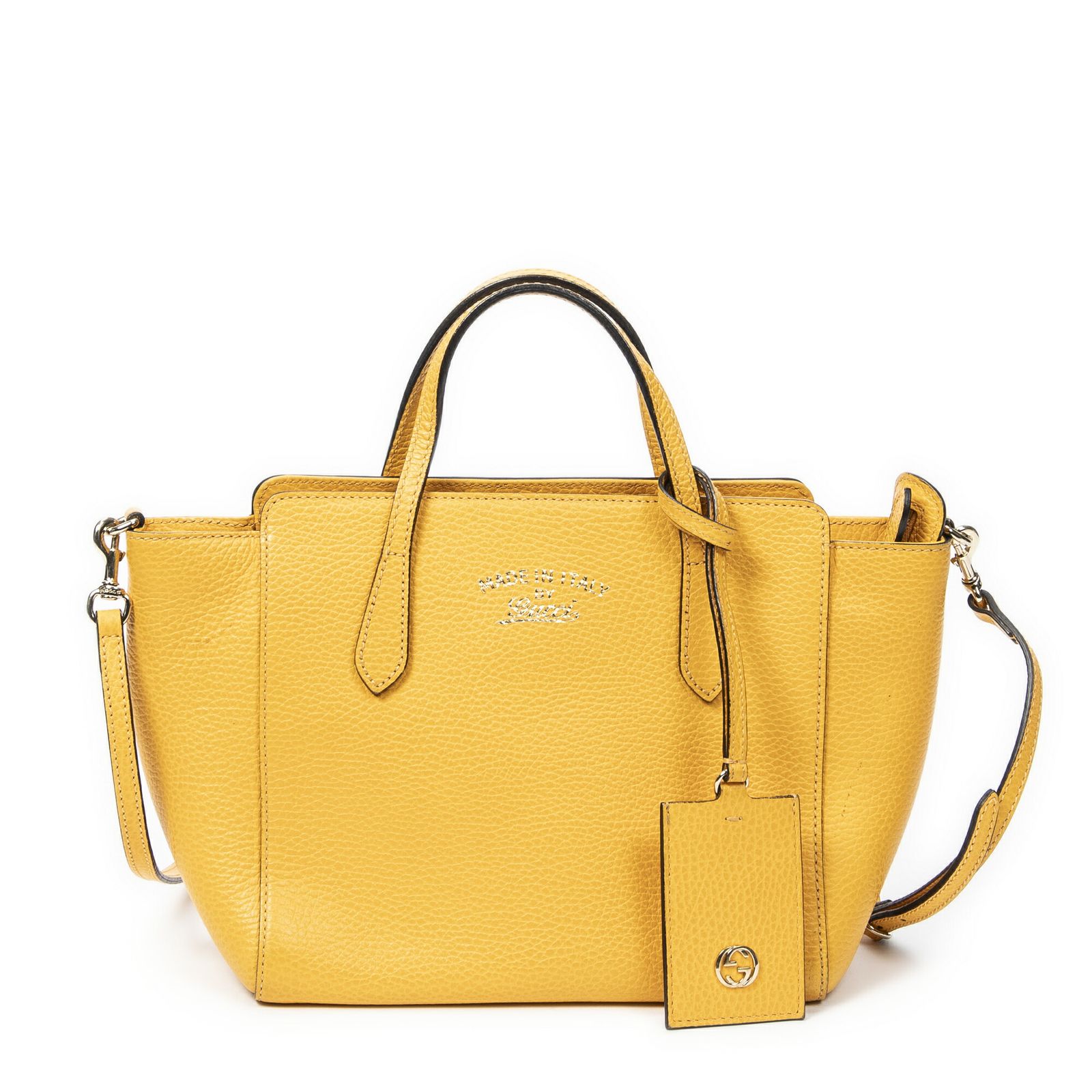 GUCCI グッチミニスイングトート黄色グレインカーフスキンレザーA