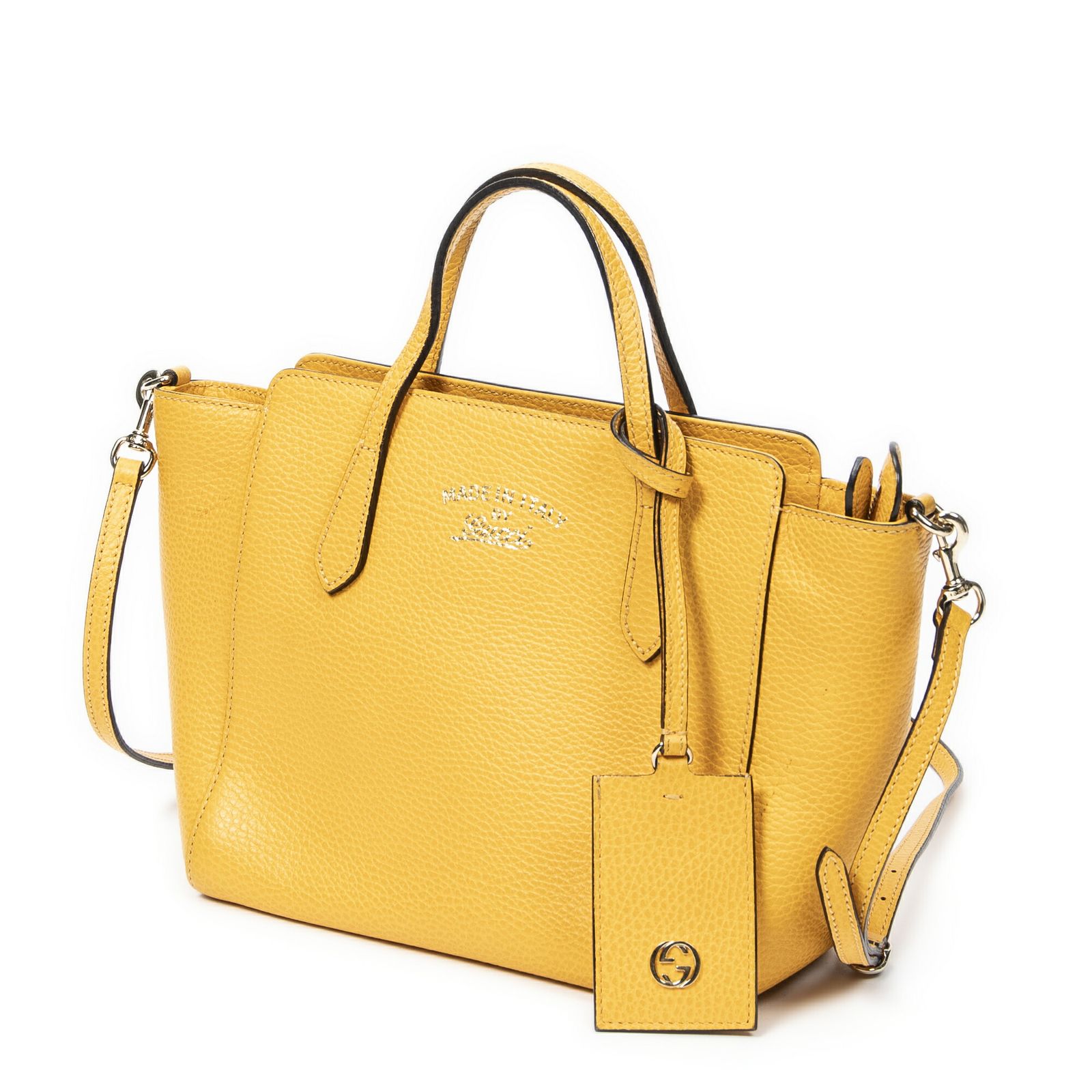 GUCCI グッチミニスイングトート黄色グレインカーフスキンレザーA