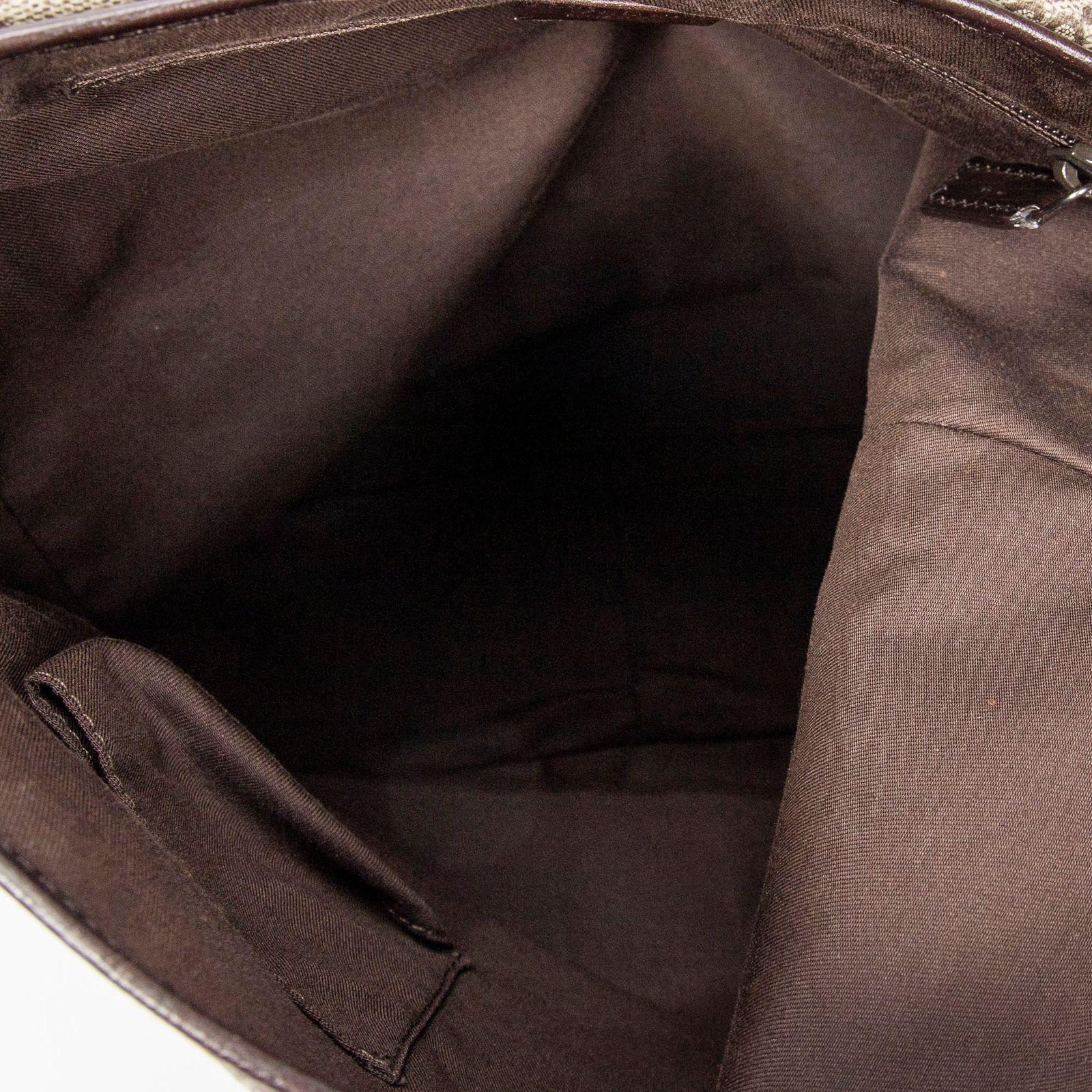 GUCCI グッチバックルフラップメッセンジャーブラウン|ベージュスプリームPVCキャンバスA