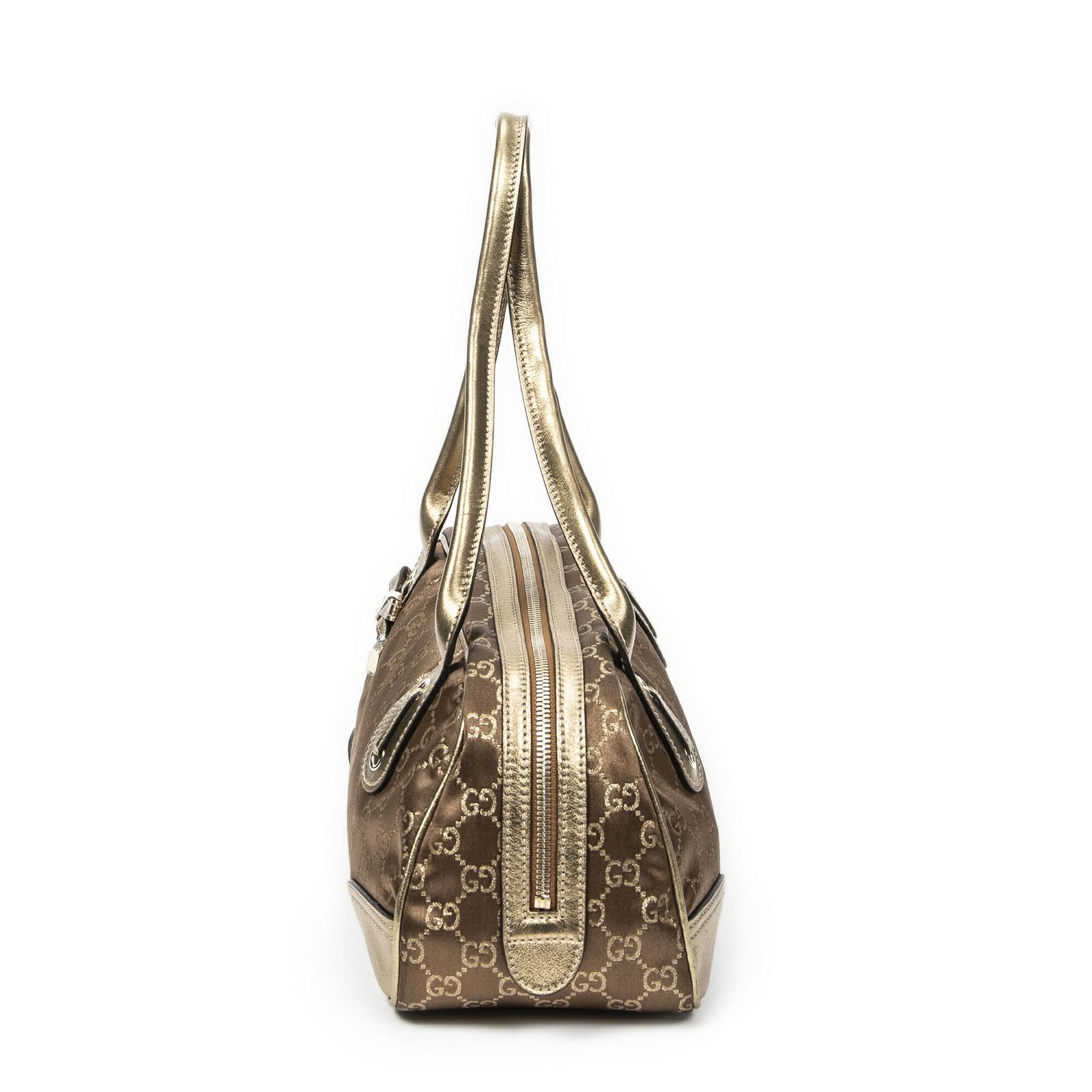 グッチプリンシーボストン金 茶色GGサテンキャンバスA