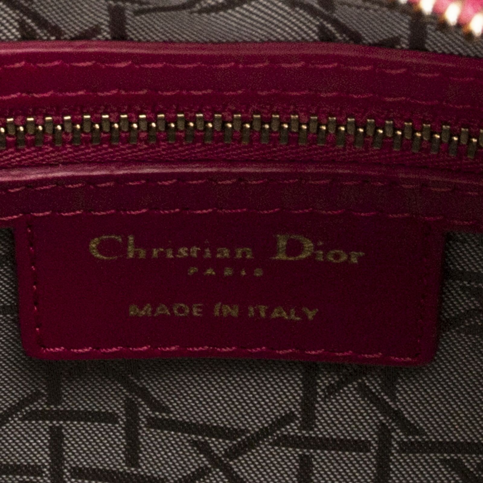 ディオール ジップフューシャカナージラムスキンレザーA