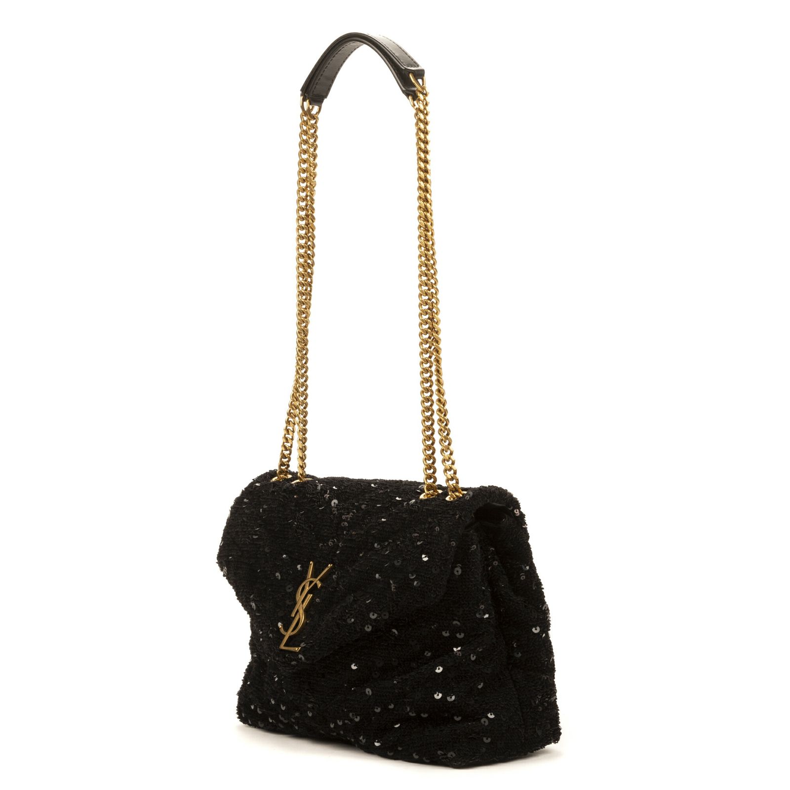 YVES SAINT LAURENT イヴサンローランルル シークイン黒シーケンキャンバスN