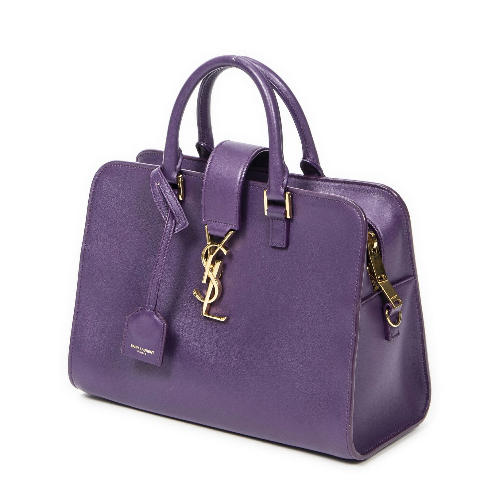 YVES SAINT LAURENT イヴサンローラン紫スムースカーフスキンレザーA