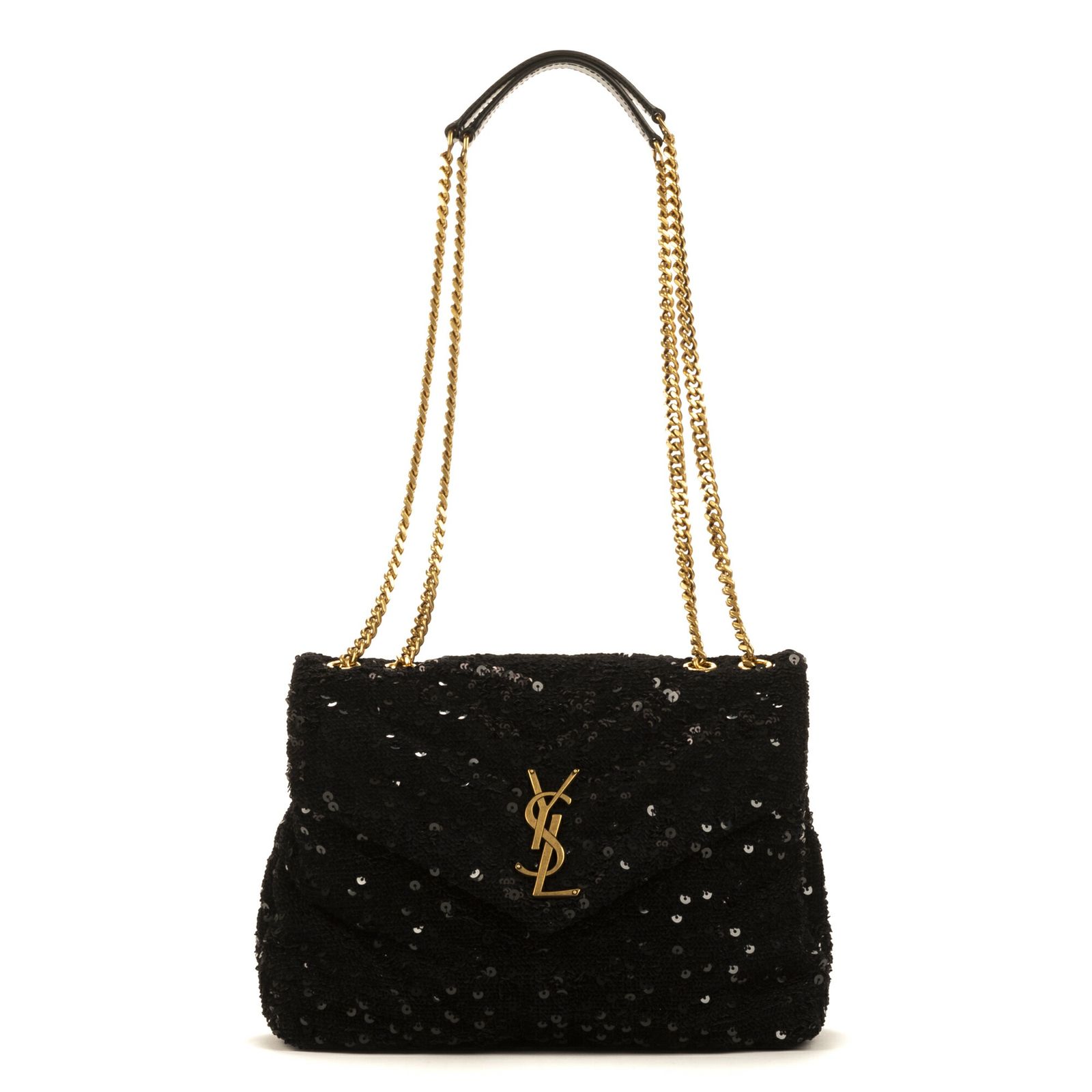 YVES SAINT LAURENT イヴサンローランルル シークイン黒シーケンキャンバスN