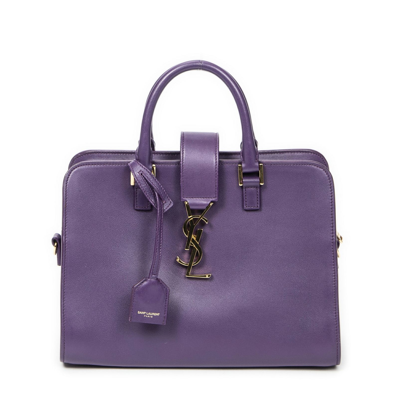 YVES SAINT LAURENT イヴサンローラン紫スムースカーフスキンレザーA