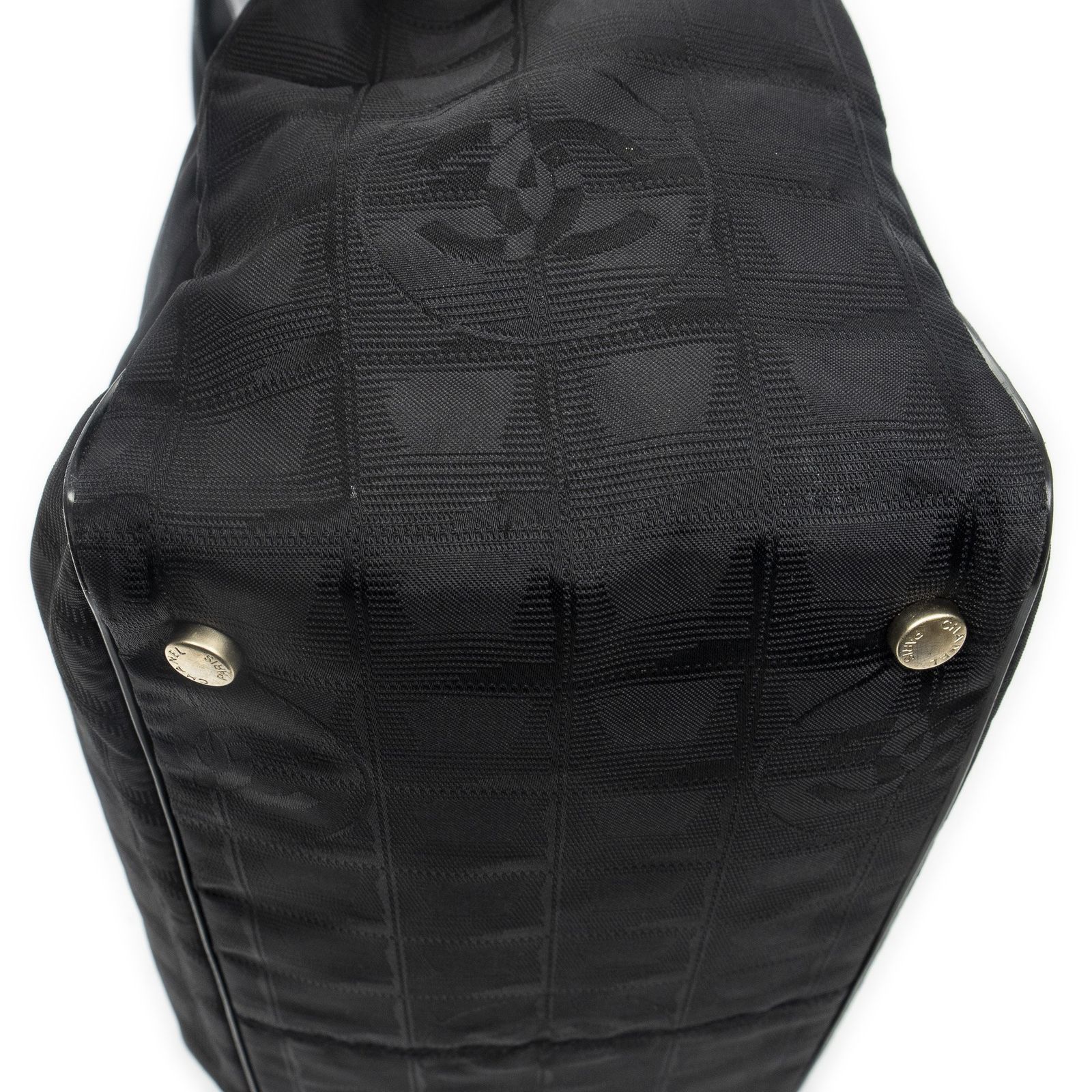 シャネルトラベルラインのオープントート黒トラベルライン ナイロンキャンバスA