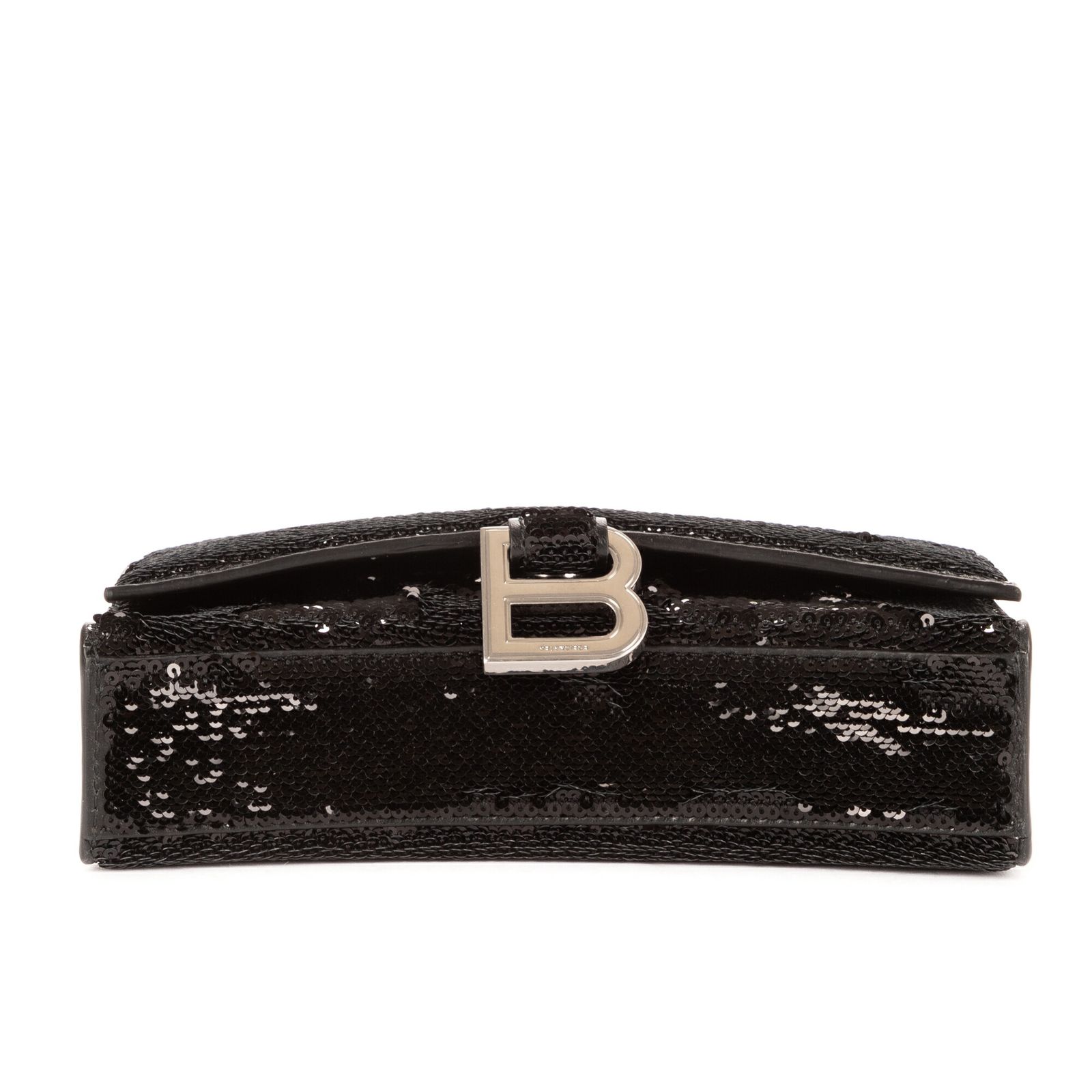 BALENCIAGA バレンシアガ アワーグラス ウォレット オン チェーン 黒スパンコールN DECORATOM_COM_BR