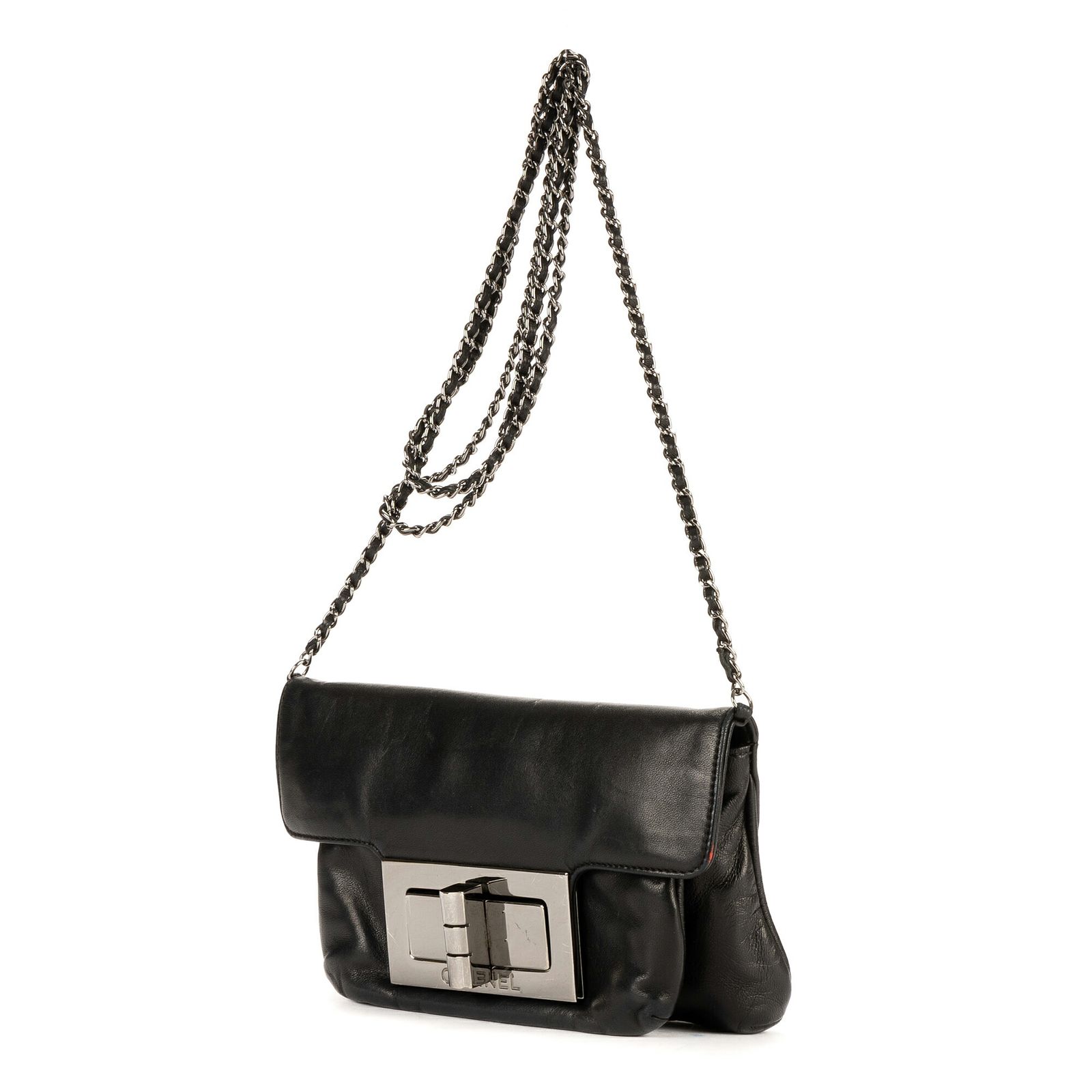 CHANEL シャネルジャイアントロック リイシュー マドモアゼル フラップ黒スウイフトレザーA