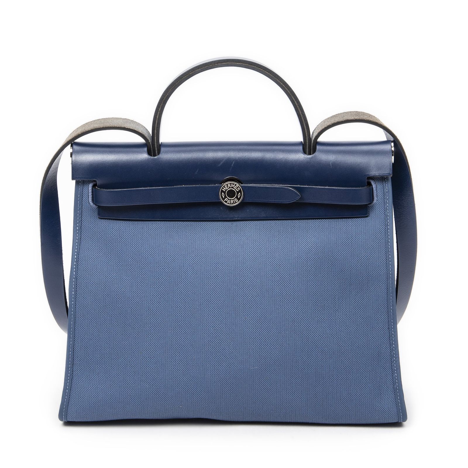 HERMES エルメスエールバッグ ジップ青トワルオフィシェA