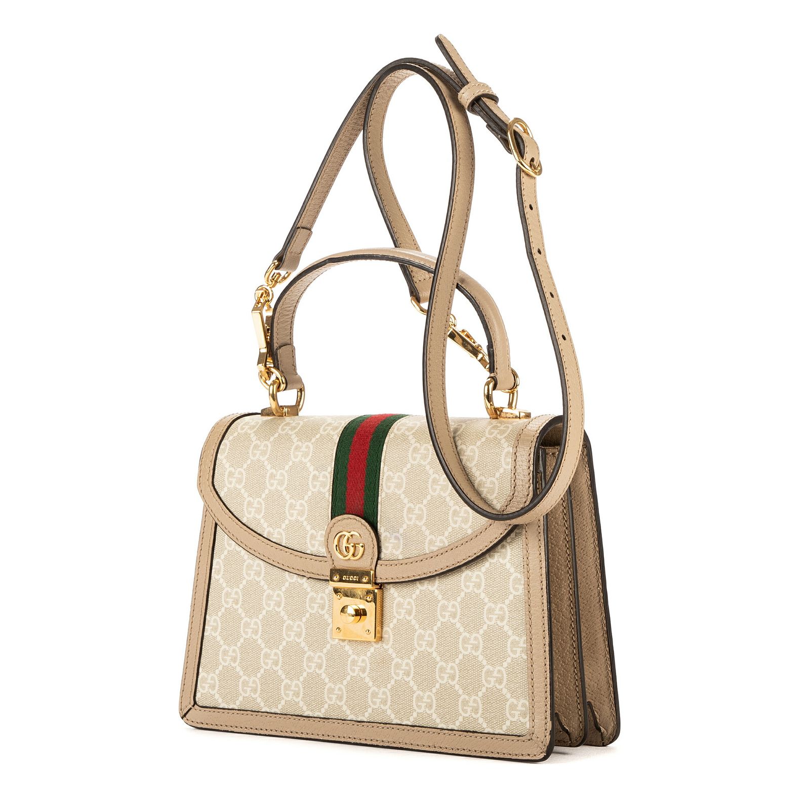 GUCCI グッチオフィディア トップハンドルベージュ 白GGスプリームレザーA