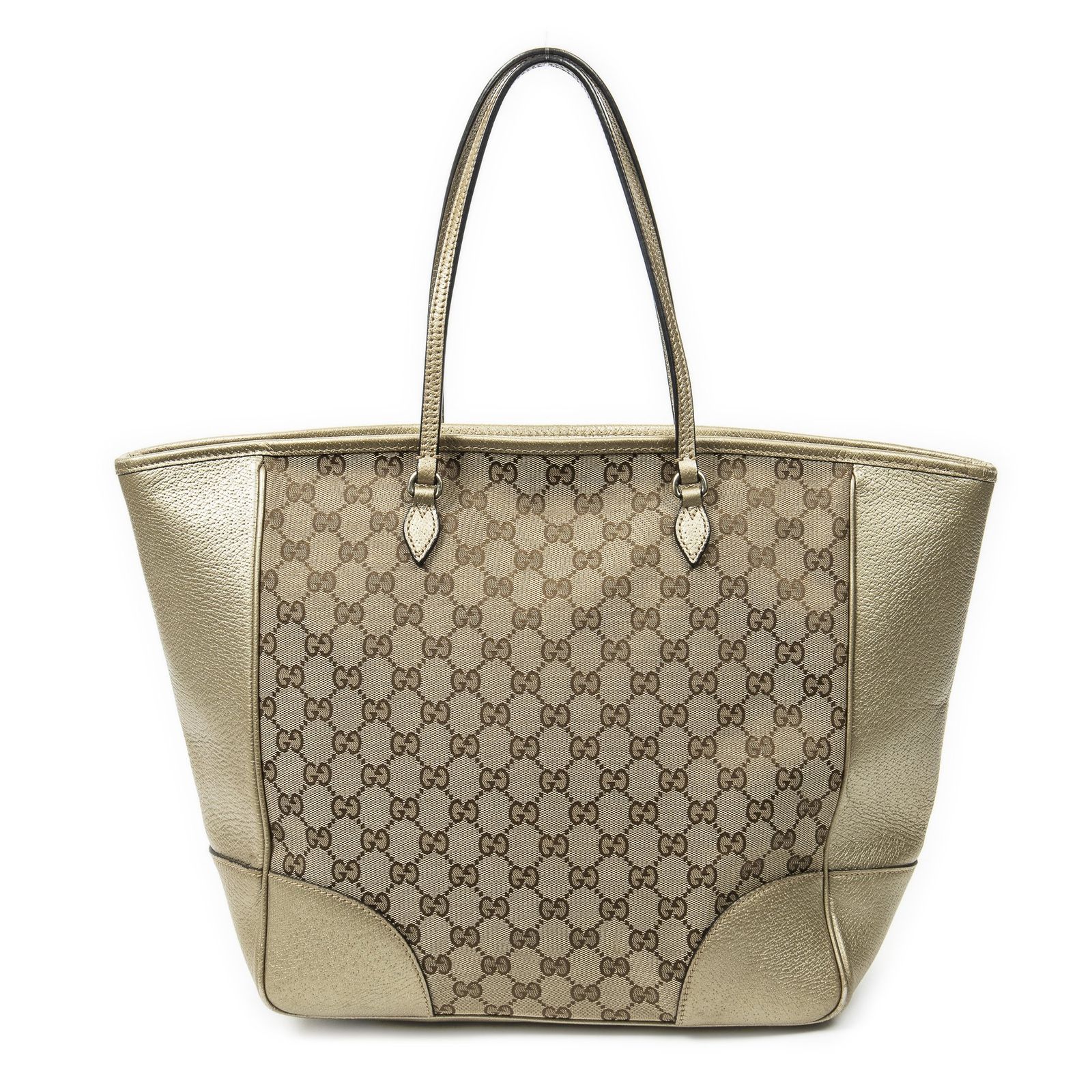 GUCCI グッチ大ブリートートベージュ|ブロンズGGキャンバスA