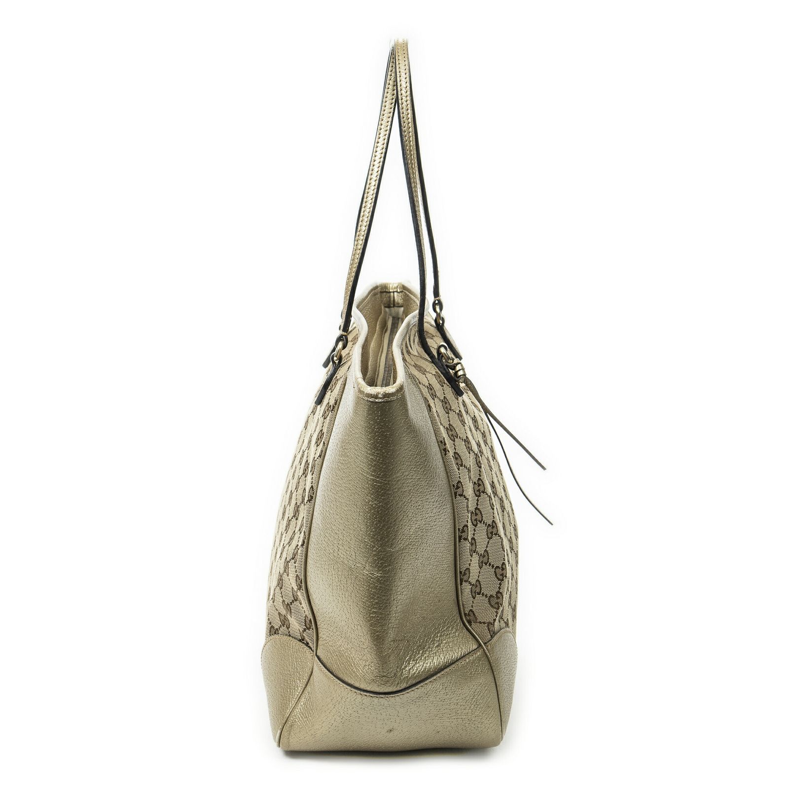 グッチ大ブリートートベージュ|ブロンズGGキャンバスA