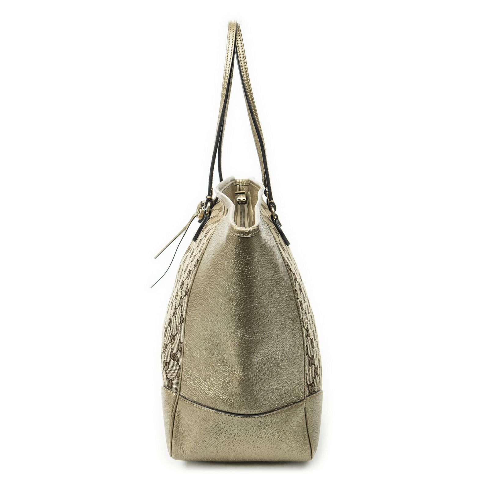 GUCCI グッチ大ブリートートベージュ|ブロンズGGキャンバスA DECORATOM_COM_BR