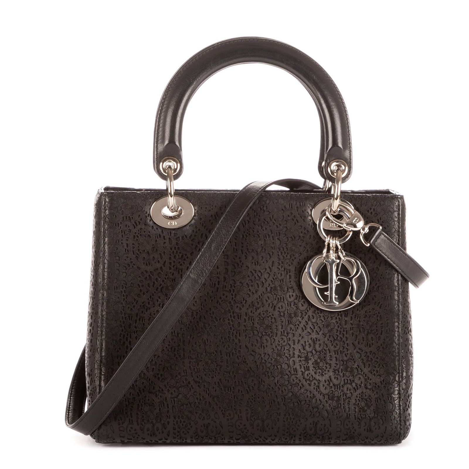 DIOR ディオールリミテッドエディション レディレース黒レースフラワーカーフスキンA