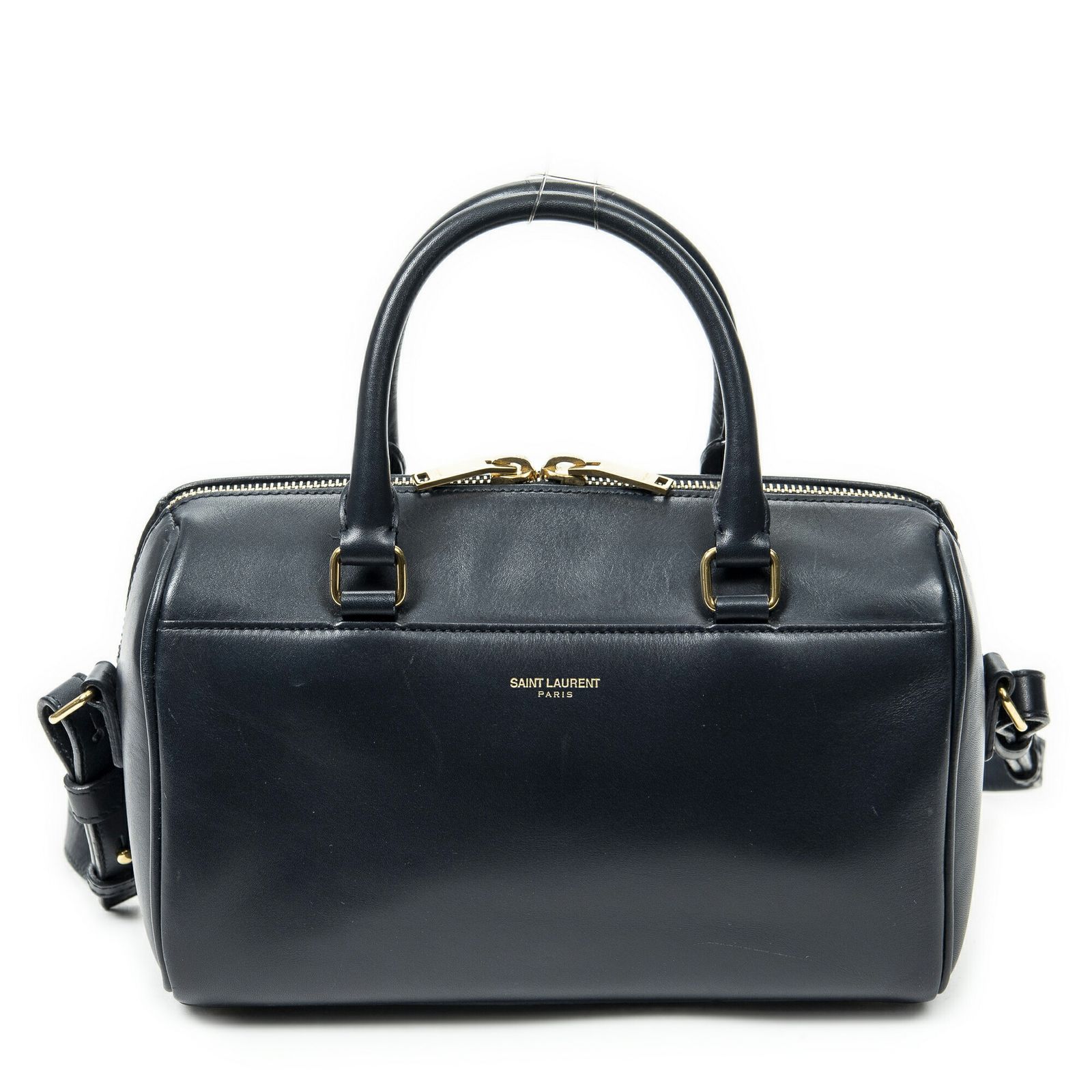 YVES SAINT LAURENT イヴサンローランベビーダッフル黒スムースカーフスキンレザーAB