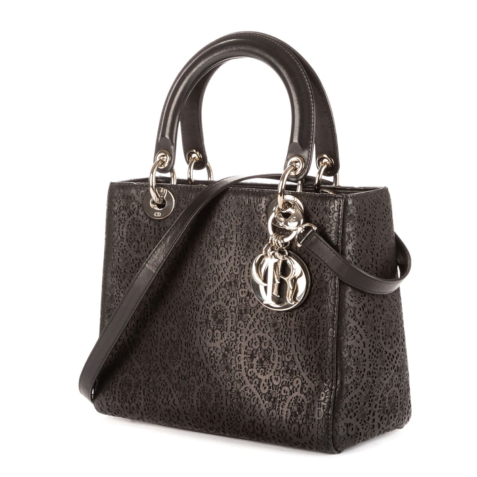 DIOR ディオールリミテッドエディション レディレース黒レースフラワーカーフスキンA