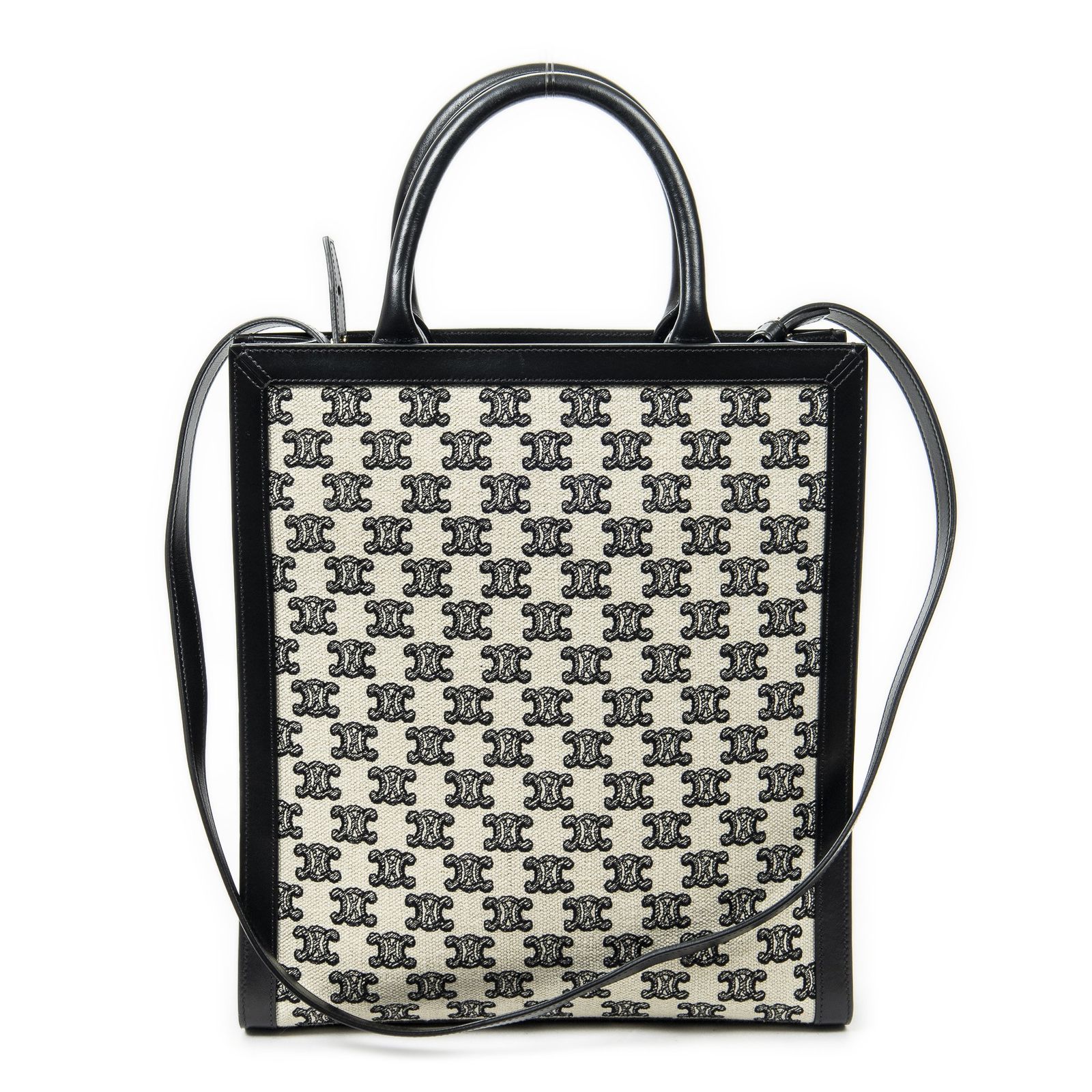 トートアイボリー 黒ストライプキャンバスA