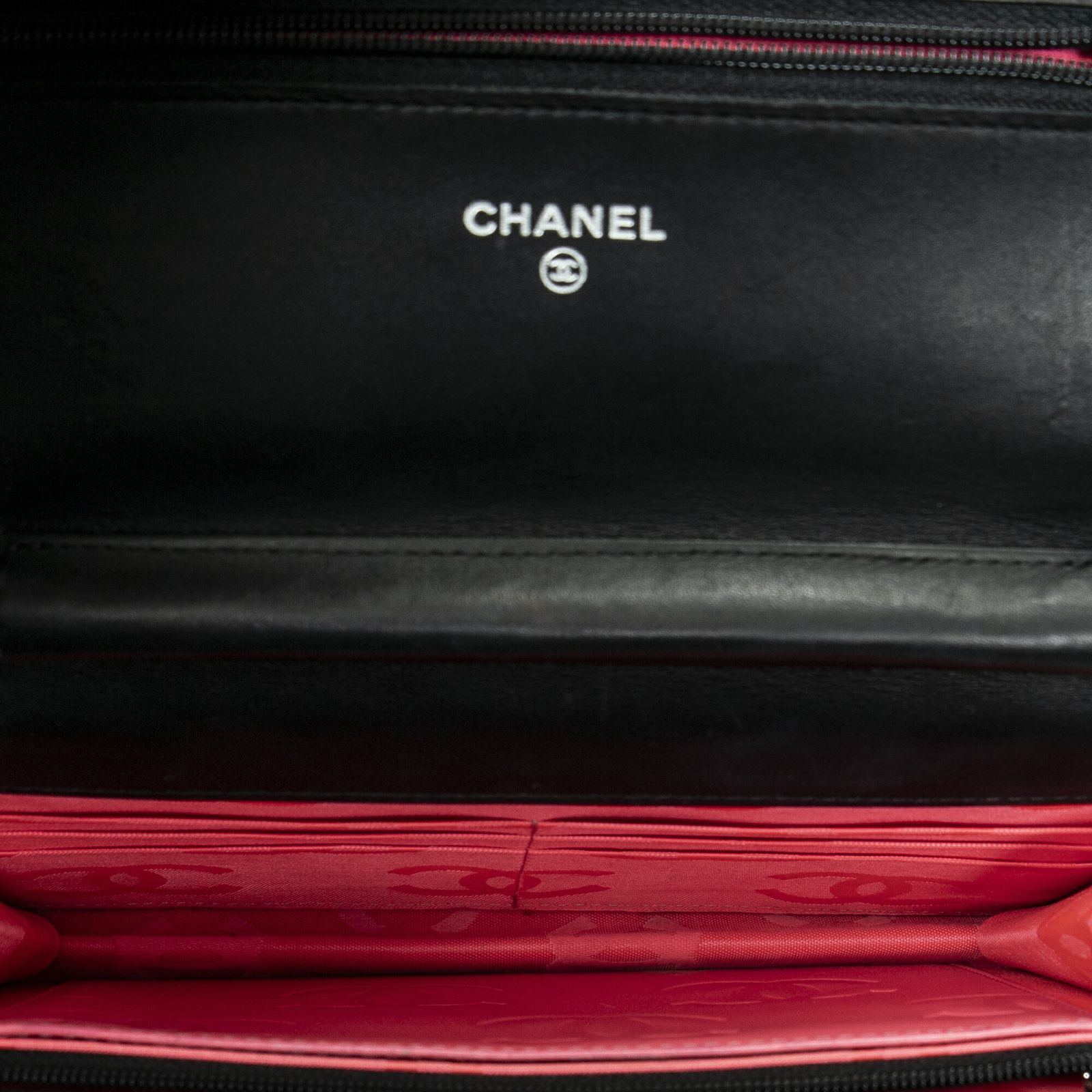 シャネルカンボンライン チェーンウォレット黒マトラッセラムスキンレザーA