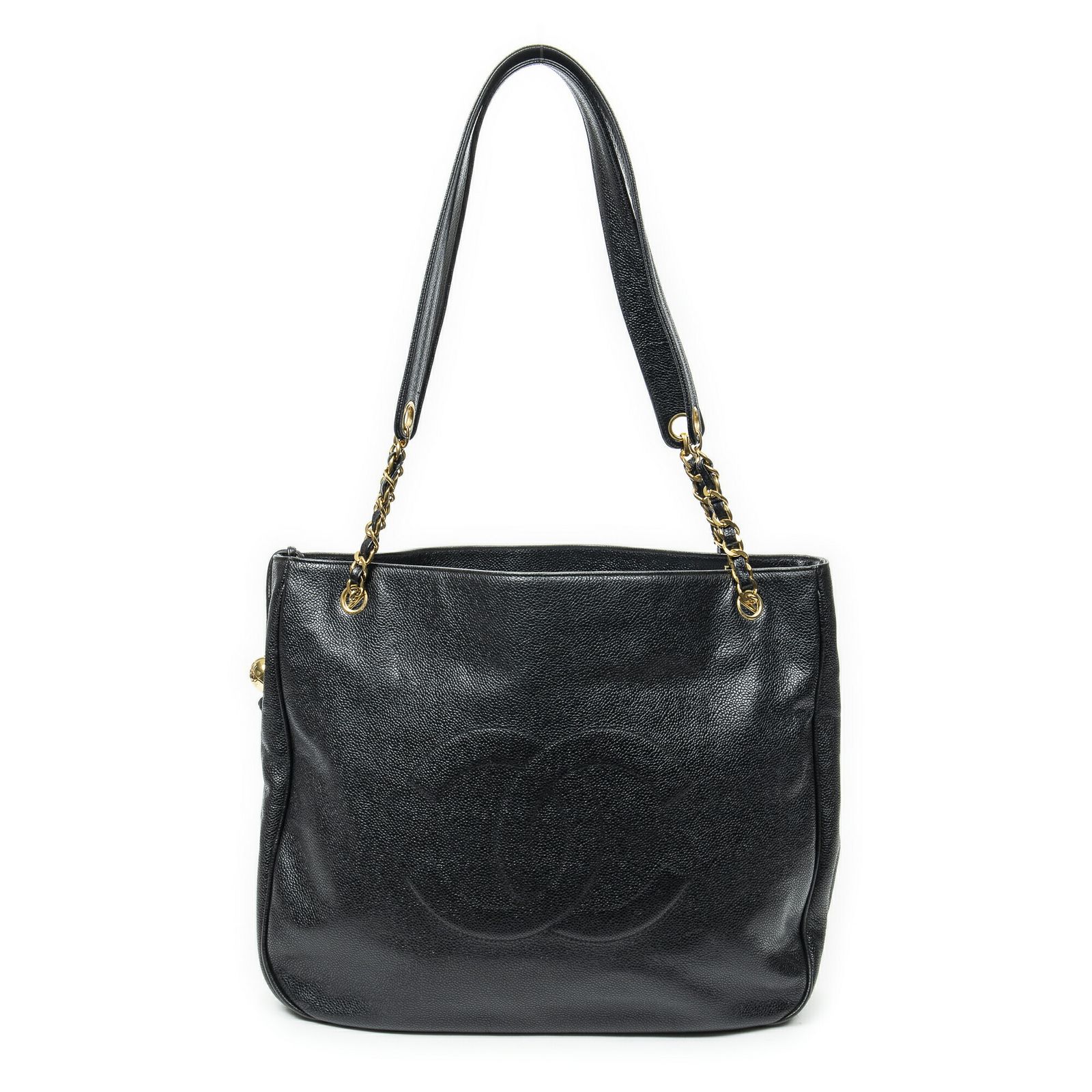 CHANEL シャネルココマーク チェーントート黒キャビアレザーA