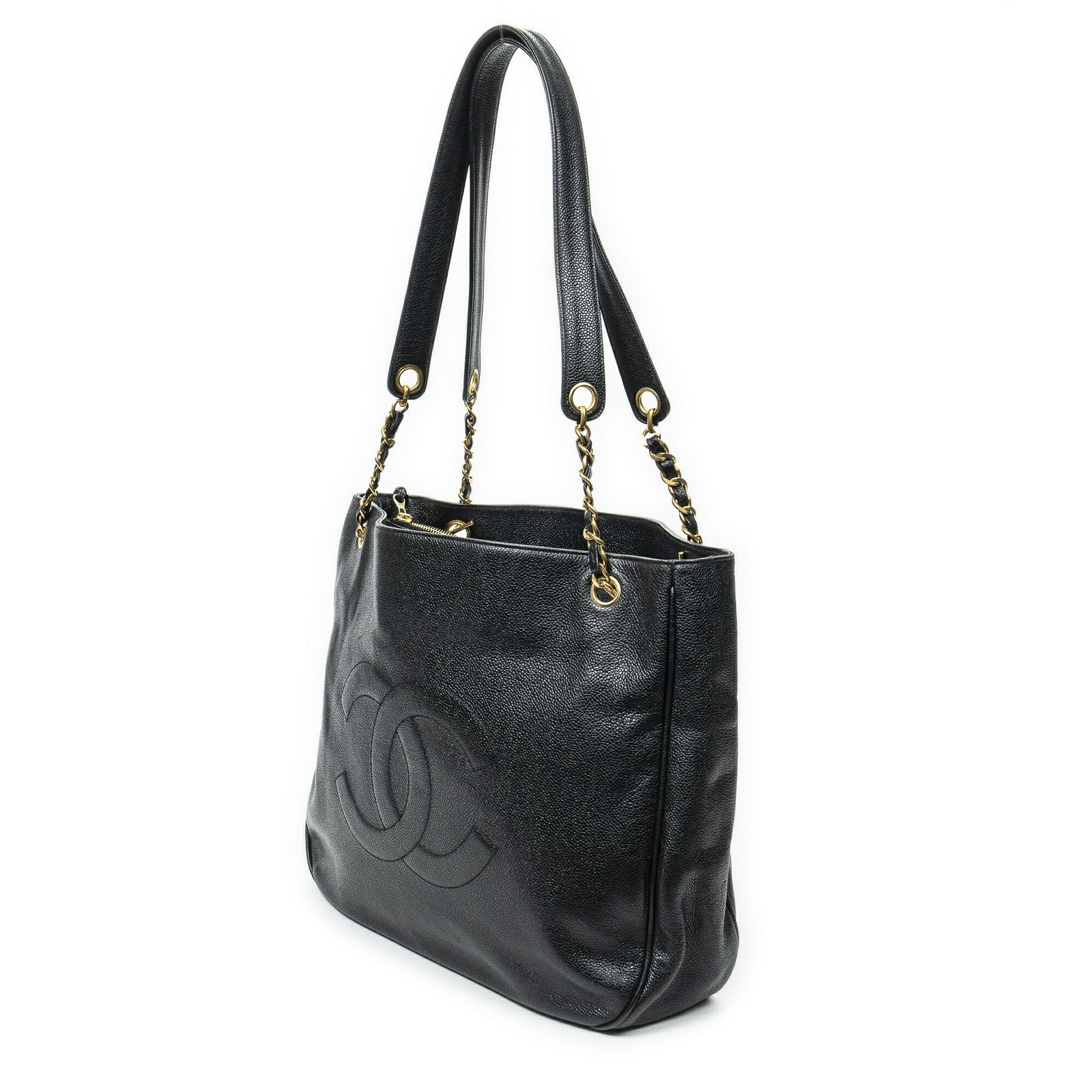 CHANEL シャネルココマーク チェーントート黒キャビアレザーA