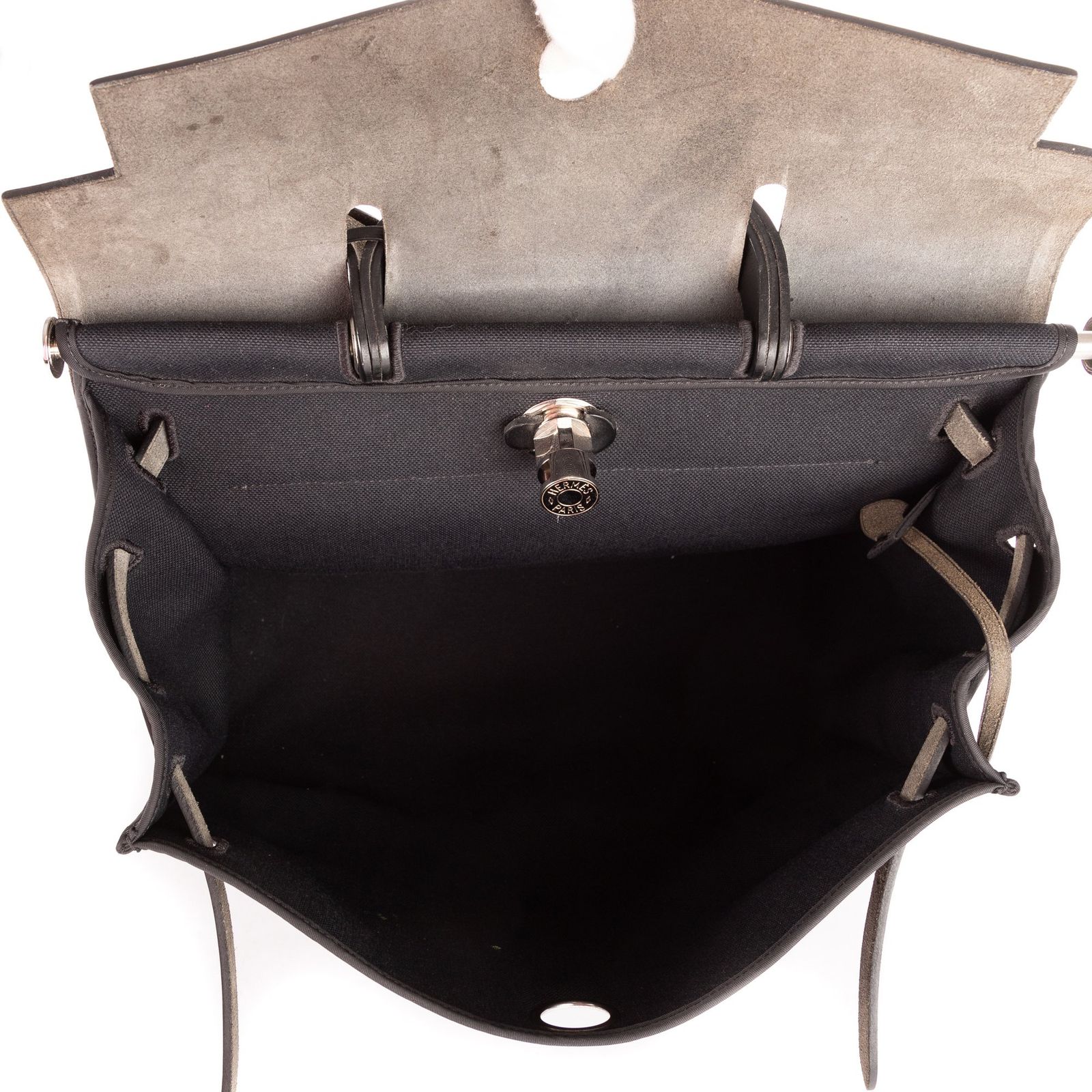 エルメスエールバッグ ジップ黒バレニアレザーA